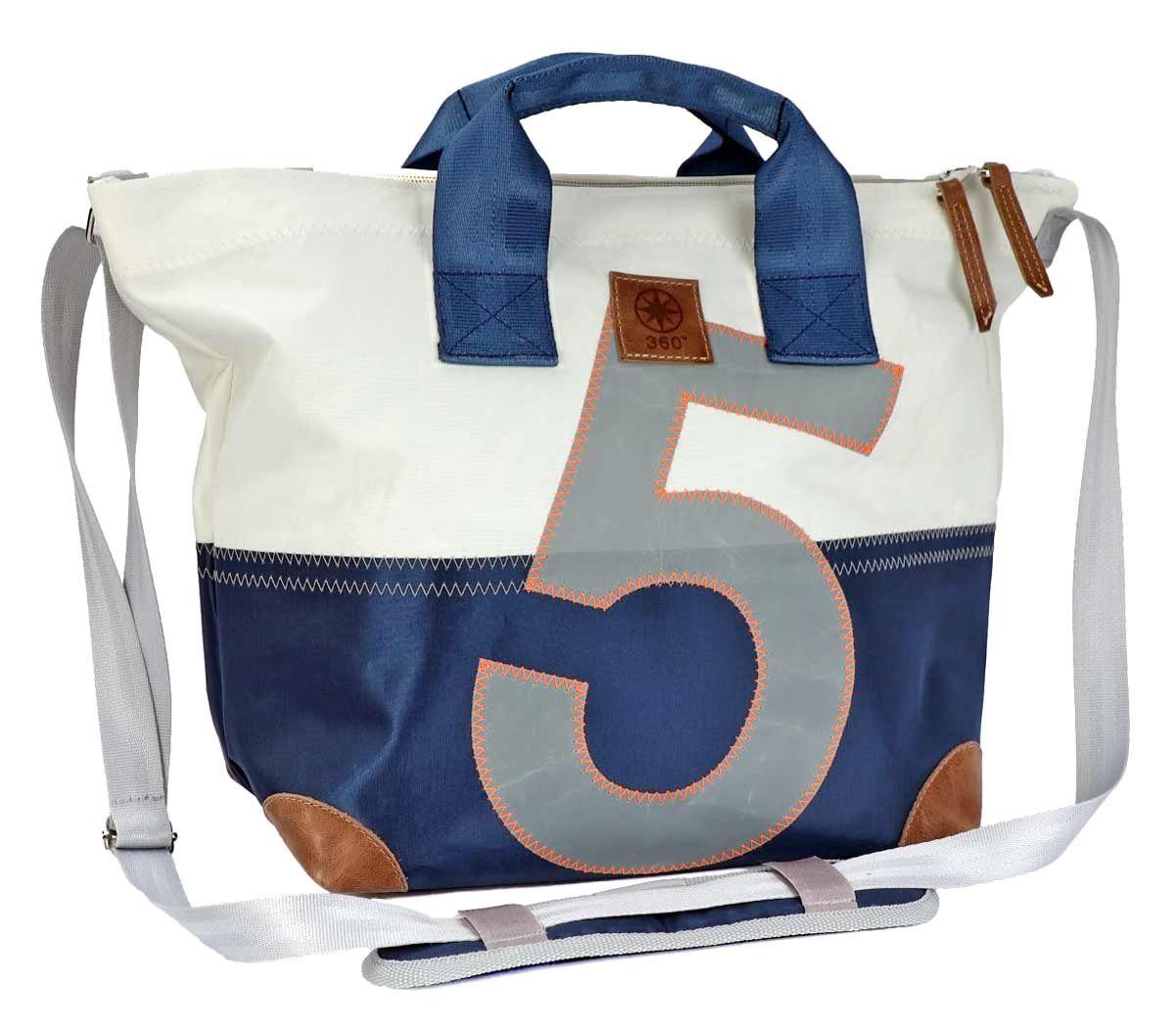 Strandtasche Schultertasche Suutje, Weiss Blau Grau, recyceltes Segel