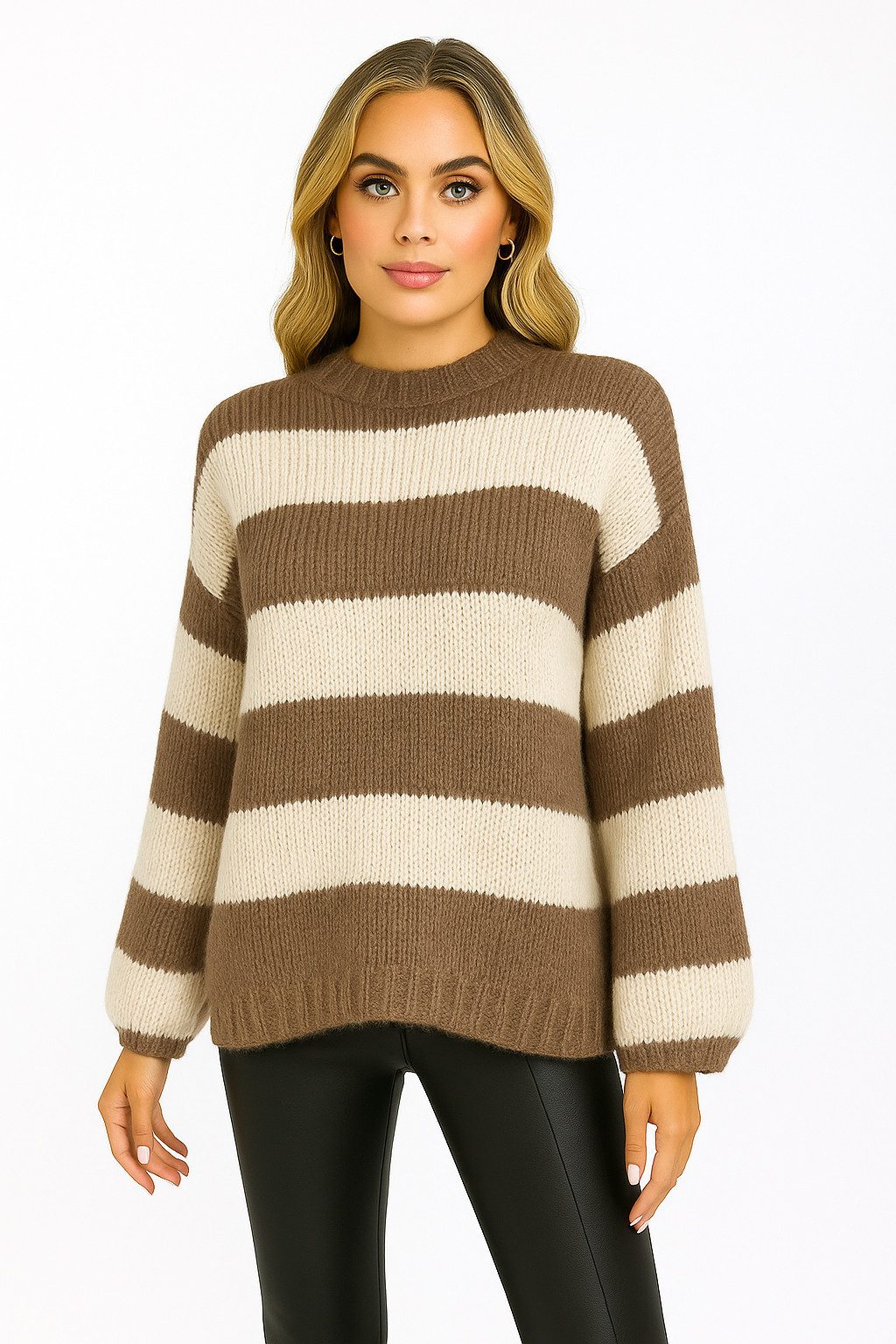 Worldclassca В'язані светри WORLDCLASSCA Damen Oversize В'язані светри Gestreift Streifen Sweat Neue Kollektion - Stilvolle und gemütliche Strickmode für Damen