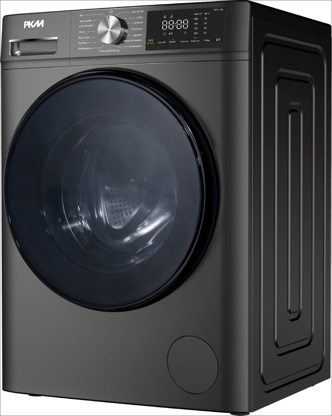 PKM Waschtrockner Kombigerät WT8+5ADG Dunkelgrau, 8 kg, 8 kg, 1400 U/min, 8kg Waschen 5kg Trockner AquaStop