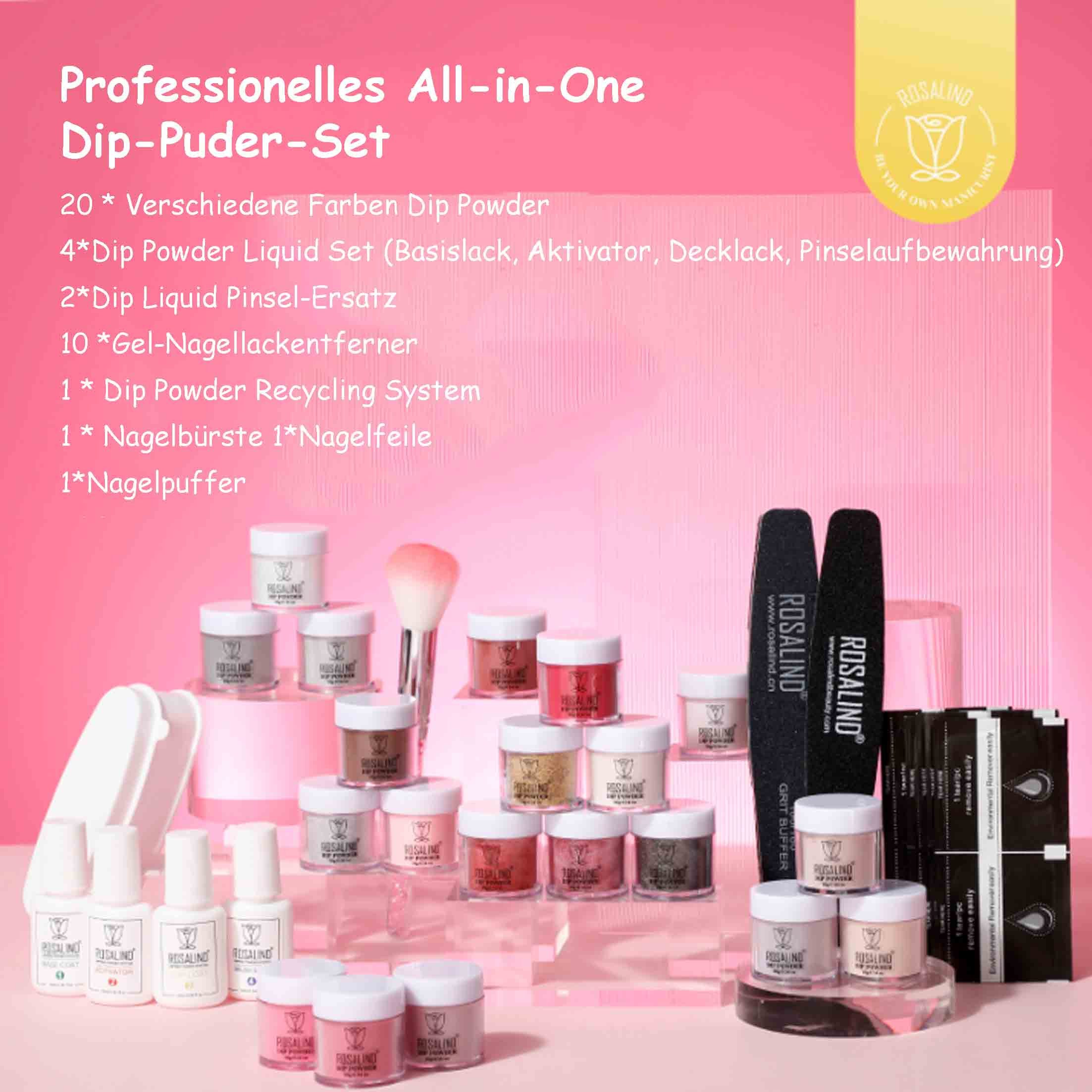 KINSI Lichthärtungsgerät Nail Dipping Powder, Nagelzubehör, Sticky Nail, Nagel Glitter Set, 39-tlg., 20 klassische Farben,professionelle Werkzeuge,keine Lampe erforderlich