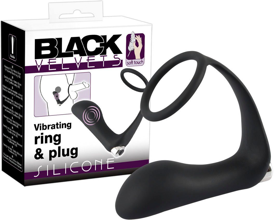 BLACK VELVETS Analplug, mit integriertem Penisring
