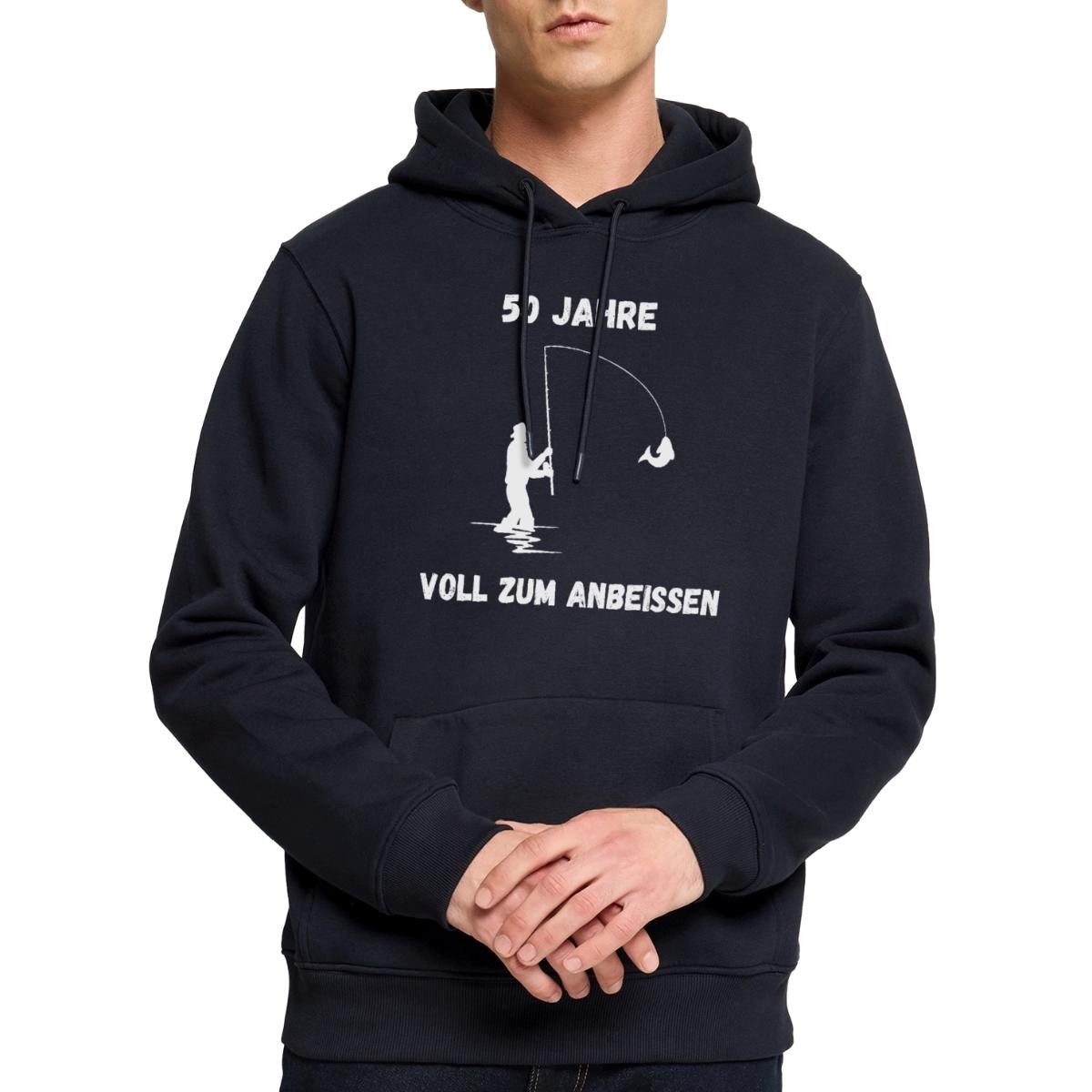 Spreadshirt Hoodie 50ster Geburtstag, Angler, Zum Anbeißen Herren Premium Hoodie (1-tlg)