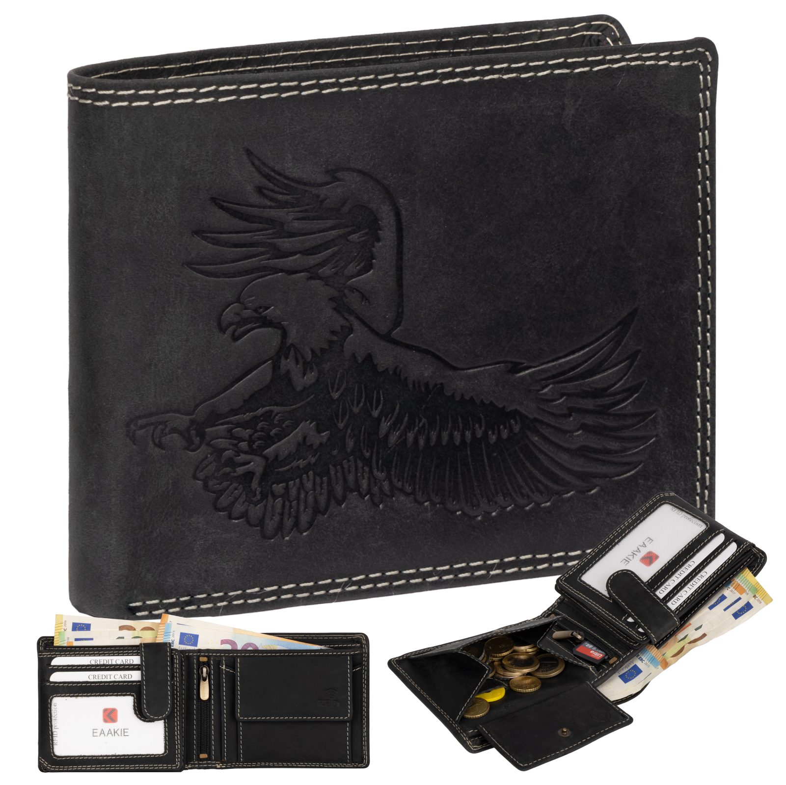 EAAKIE Geldbörse RFID Büffel Echt Leder Geldbörse Portemonnaie Herren mit M günstig online kaufen