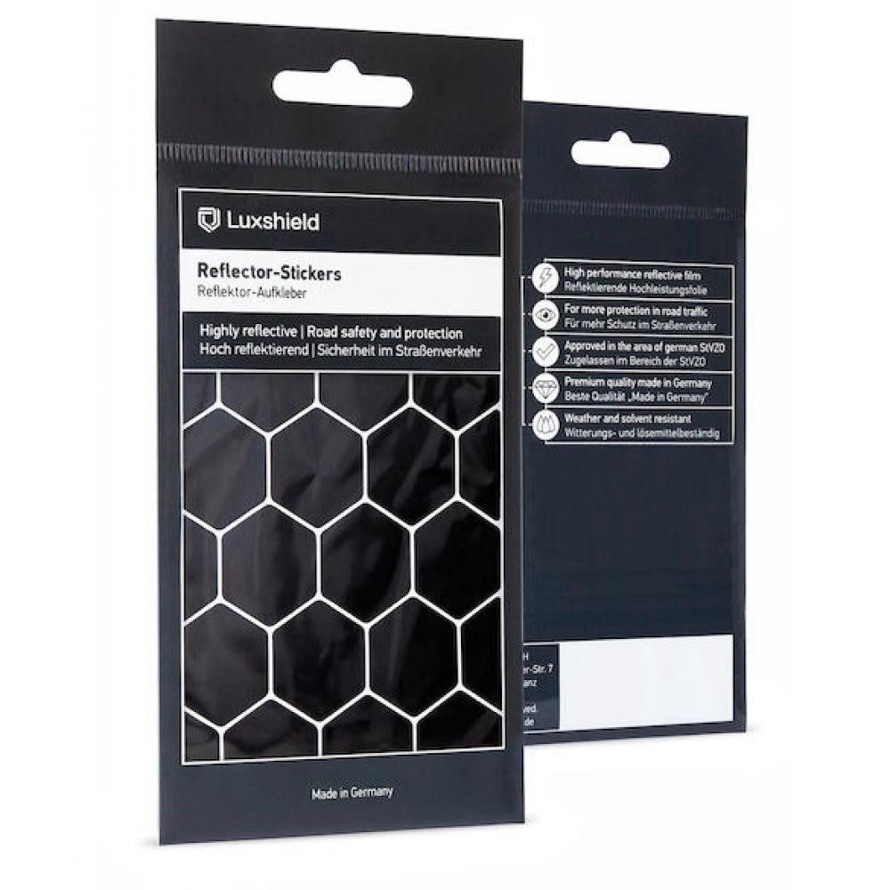 LuxShield Fahrradreflektor Luxshield Reflektor-Sticker Hexagon Größe Uni Schwarz - mehr Sicherhei
