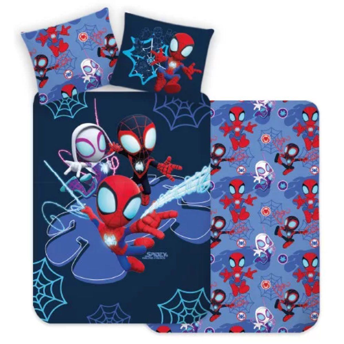 Spiderman Kinderbettwäsche Spidey and Friends Bettwäscheset aus 100 % Baumwolle, 140 x 200 cm