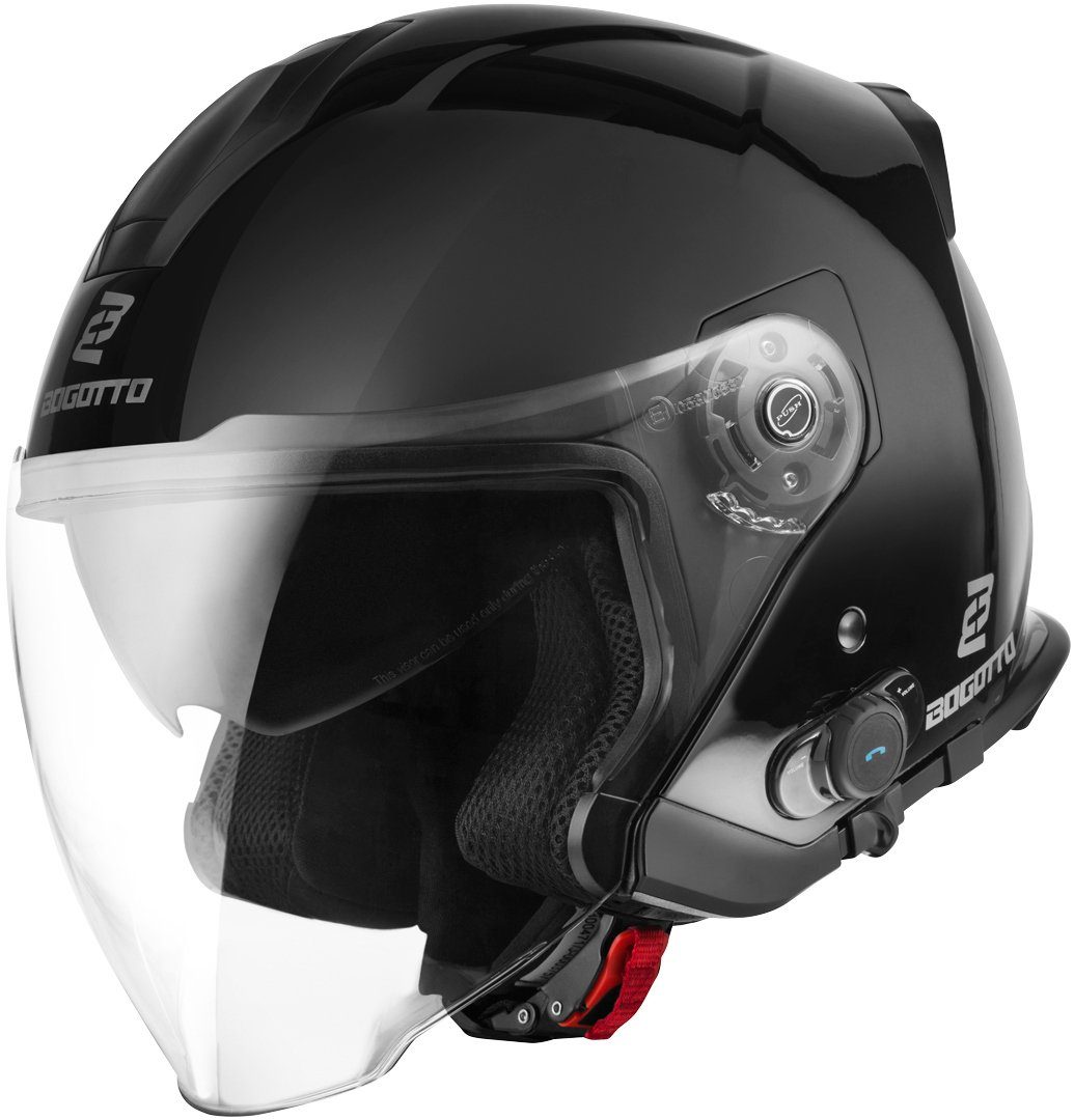 Bogotto Motorradhelm V586 BT Jethelm, integriertes Kommunikationssystem,integriertes Sonnenvisier