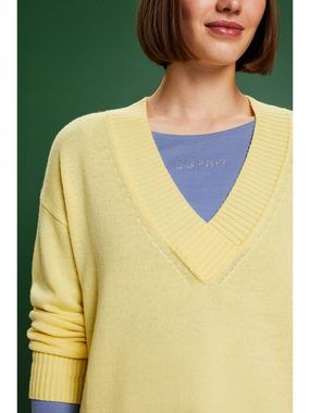 Esprit V-Ausschnitt-Pullover Pullover mit V-Ausschnitt aus Wolle-Kaschmir-Mix