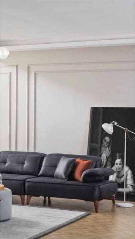 Eck Ecksofa Sofa Polyester Luxus Wohnzimmer Polyester Kunstleder Sofa Schwarz, Wohnzimmer Ecksofa L-Form Luxus JVmoebel Ecksofa Eck Kunstleder Schwarz L-Form