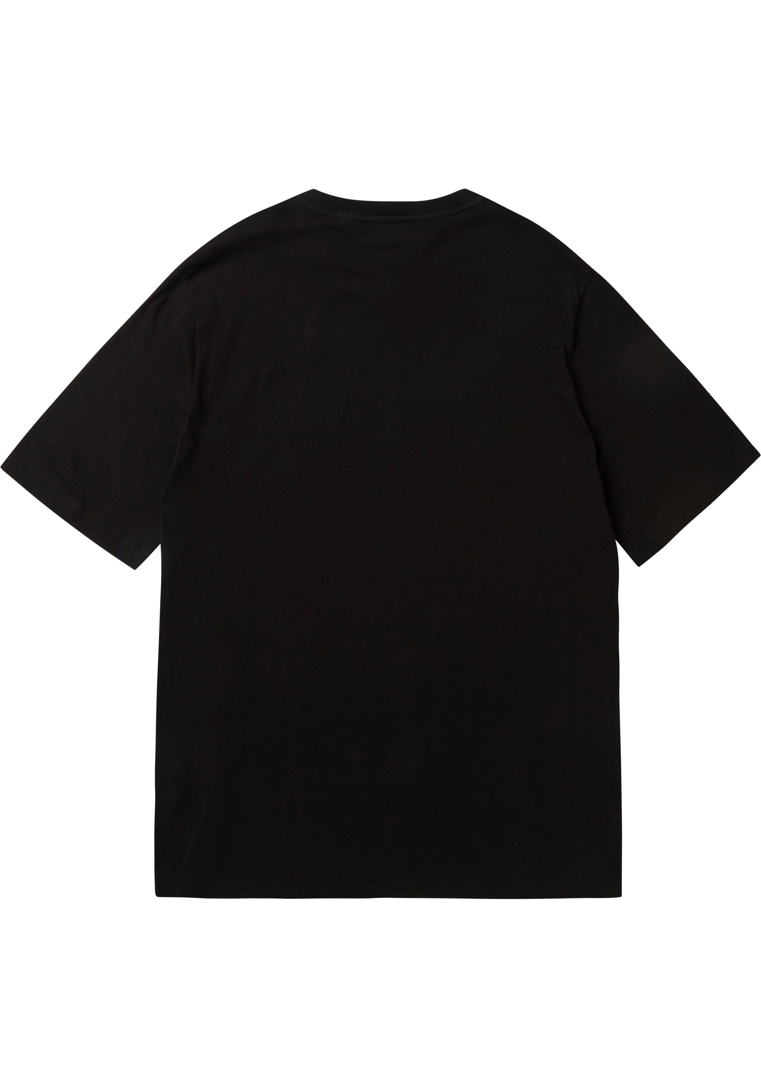 Hilfiger Tommy & Hilfiger (1-tlg) mit am Big Tommy Labelfarben Tall schwarz T-Shirt innen Ausschnitt