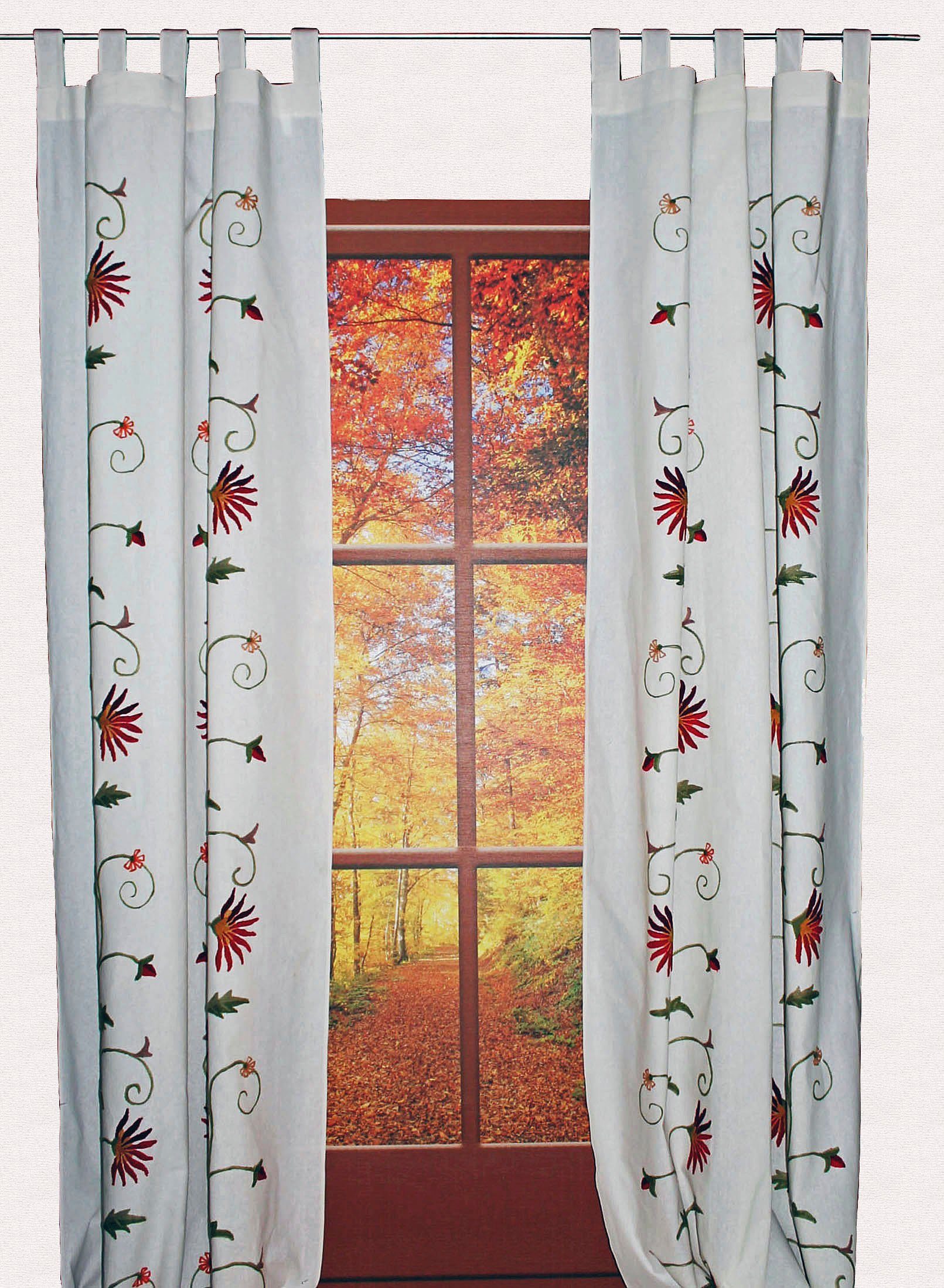 Vorhang Fuschlsee, HOSSNER - ART OF HOME DECO, Schlaufen (1 St),  blickdicht, Wirkware, floraler Shabby-Chic