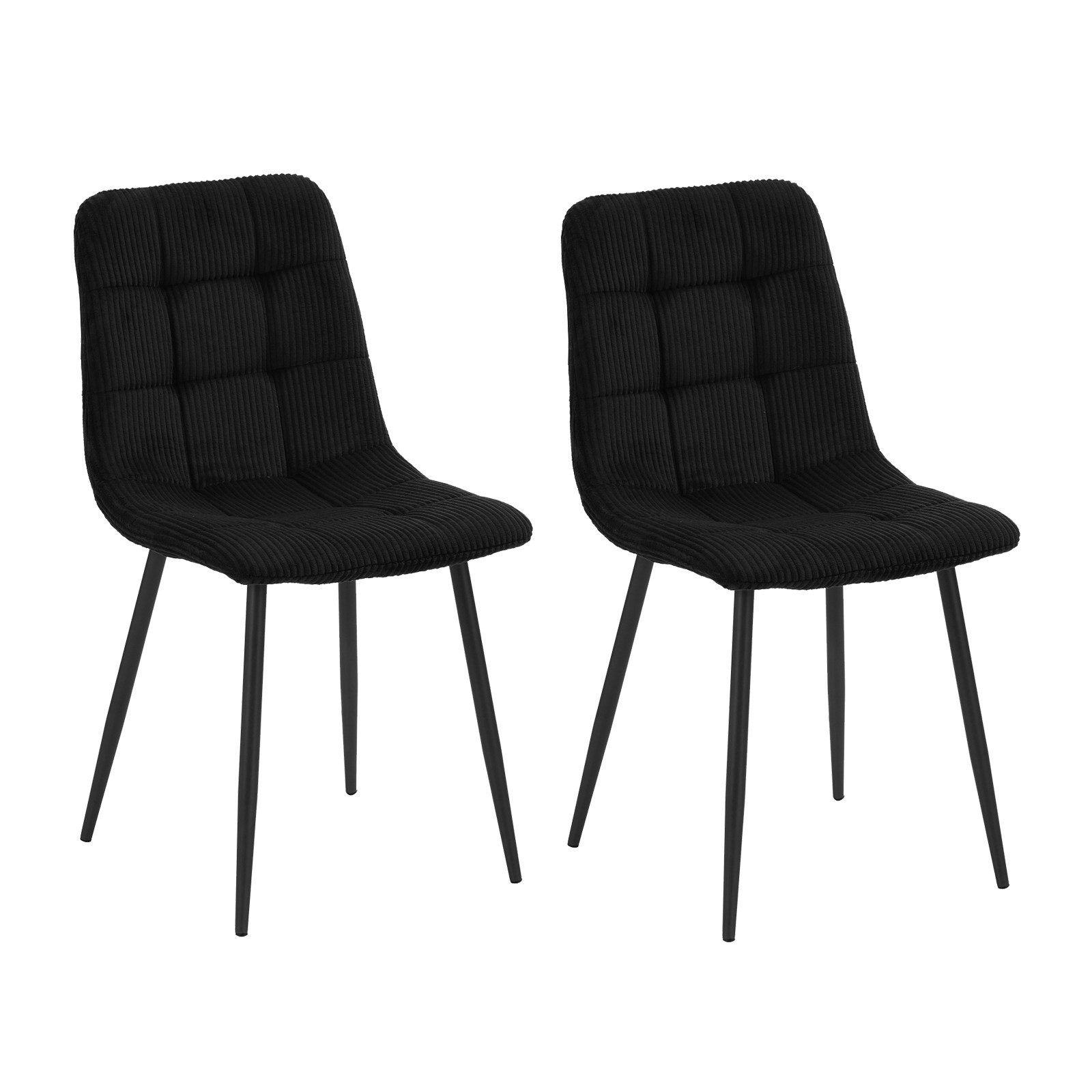 HTI-Living Esszimmerstuhl Esszimmerstuhl Mesa Cordstoff Schwarz (Set, 2 St), Polsterstuhl mit schwarzen Metallbeinen