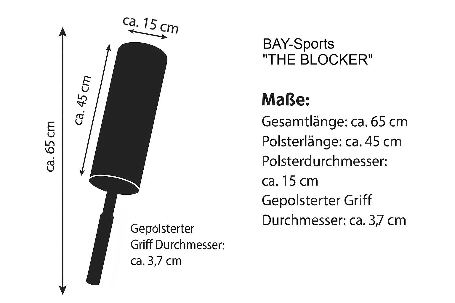 BAY-Sports Schlagpolster Blockierer Pads + Stiel Schaumstoffschläger Blocking Kissen Krav Maga, Rundes Schlagpolster mit Griff Abwehrtechniken üben