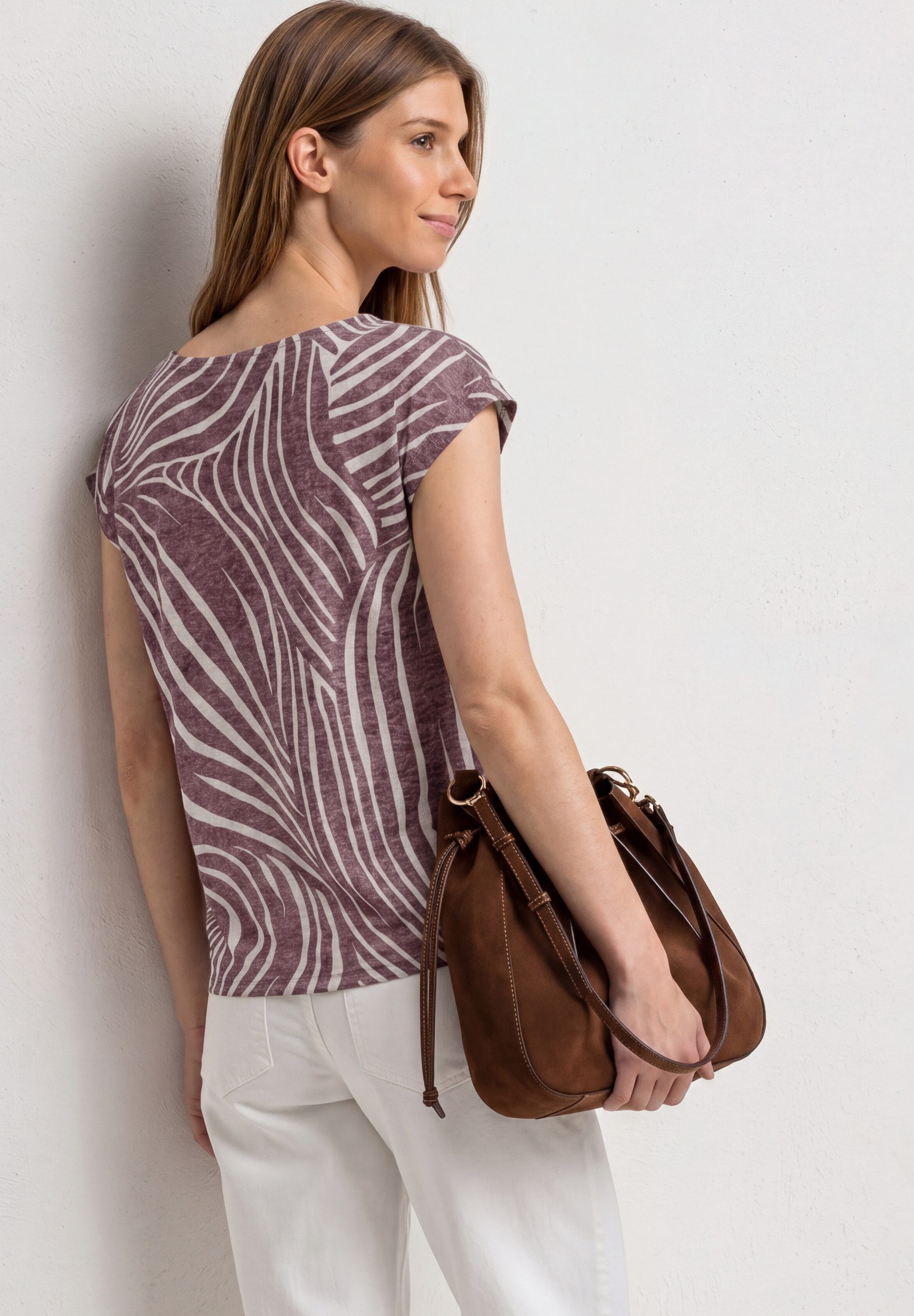 STREET ONE Shirttop Sommershirt im Ausbrenner-Look/mit Allover-Print