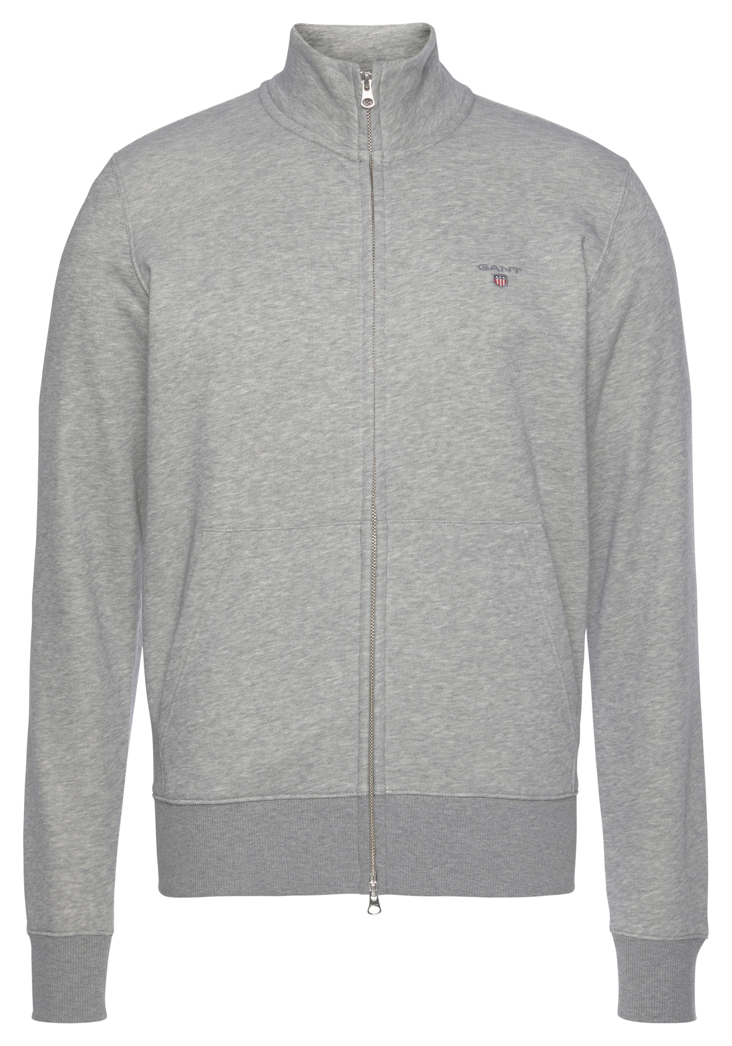 melange CARDIGAN Gant grey Sweatjacke ORIGINAL ZIP FULL