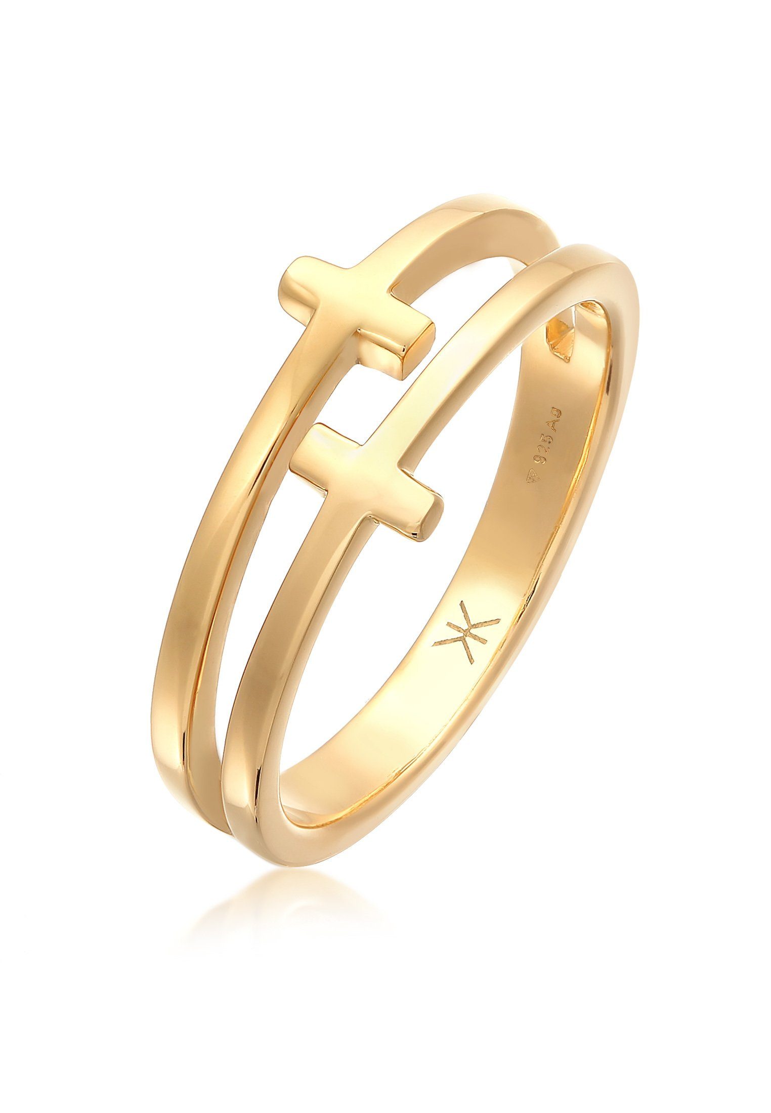 Kuzzoi Silberring Herren Kreuz Double 925 Silber, Kreuz günstig online kaufen