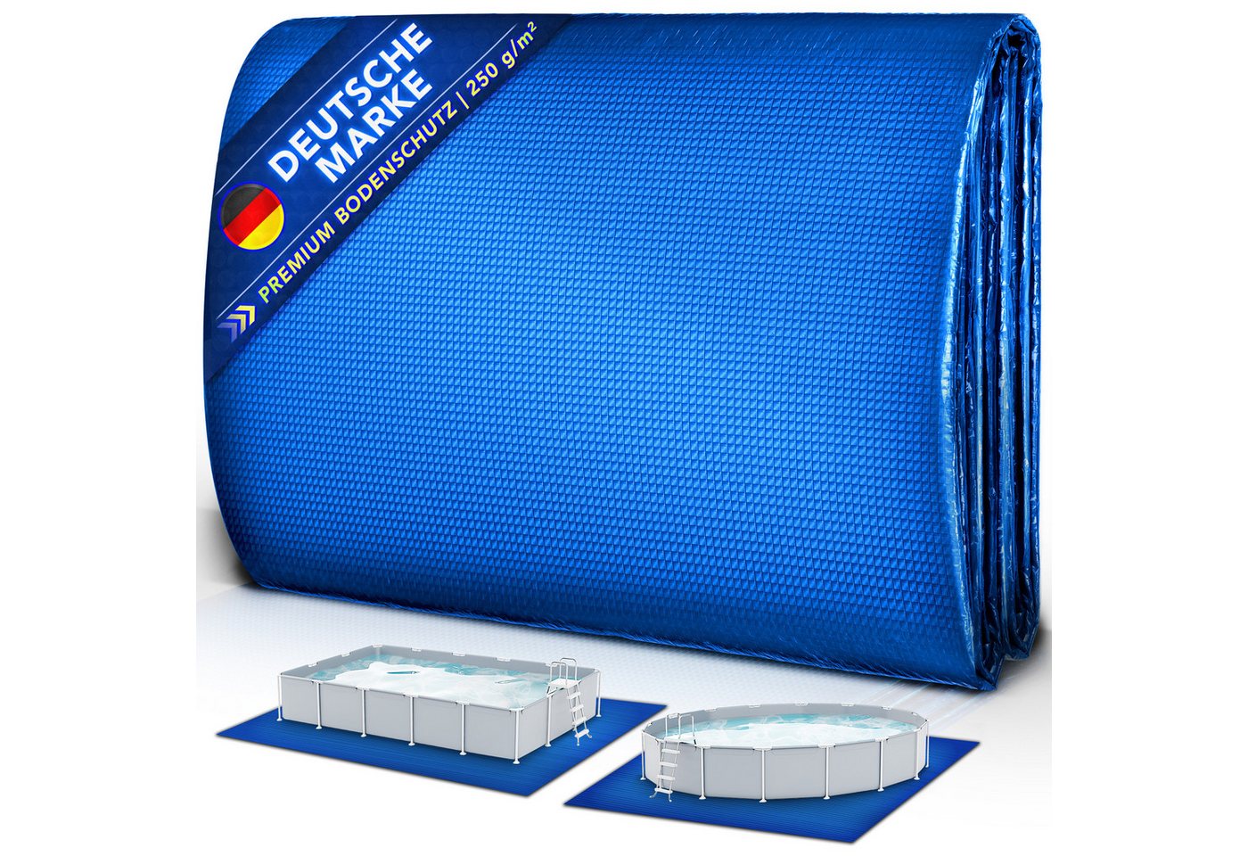 tillvex Bodenschutzplane tillvex Premium Poolunterlage 250 g/m² Bodenplane Bodenschutzplane (Schwimmbecken UV-stabile & reißfeste Poolunterlage, Bodenschutzmatte Bodenschutzplane für Swimmingpool), Premium Pool Bodenplane quadratisch & rechteckig für Pool