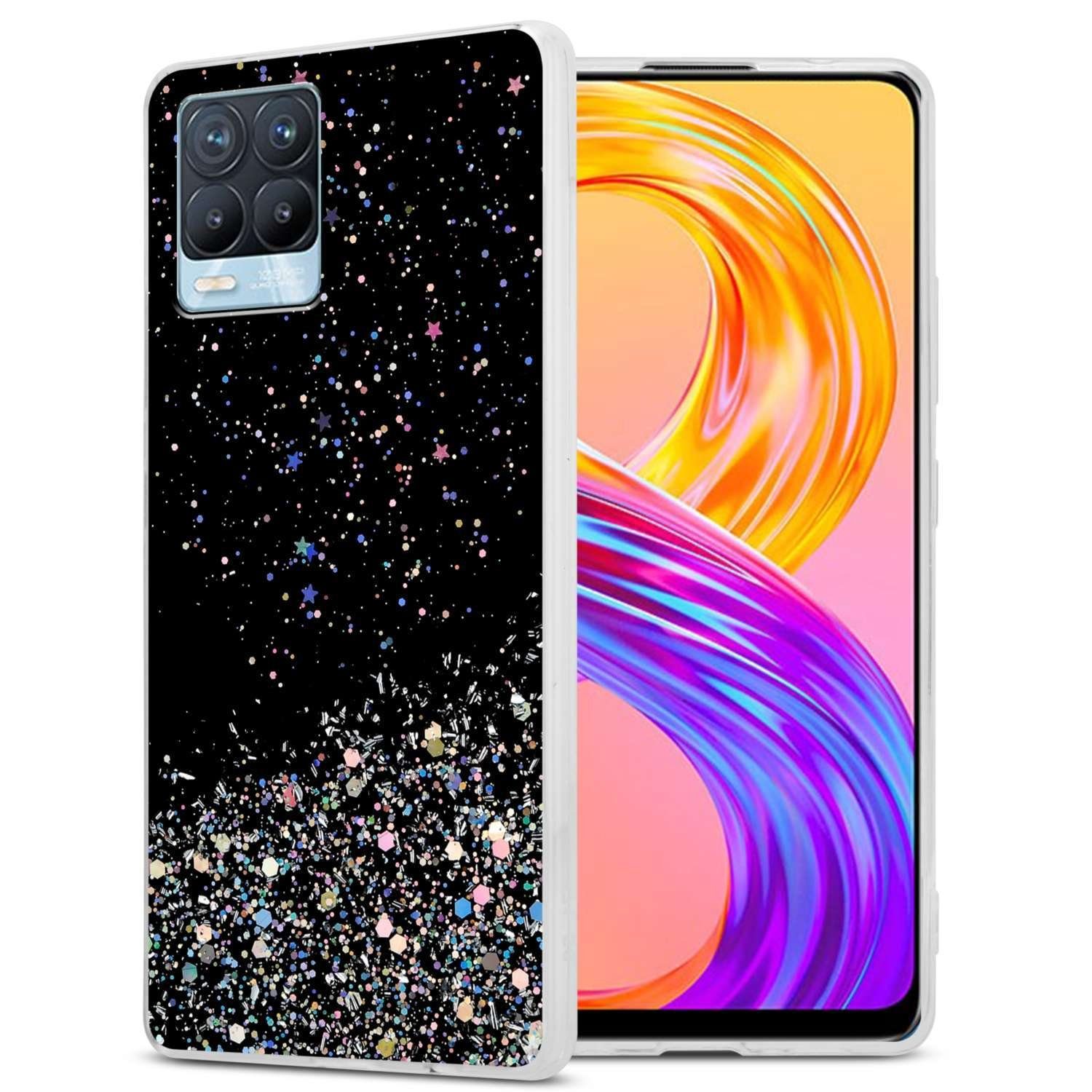 Cadorabo Handyhülle für Realme 8 4G / 8 PRO Hülle Realme 8 4G / 8 PRO, Flexible TPU Silikon Handy Schutzhülle - Hülle - mit Glitzer