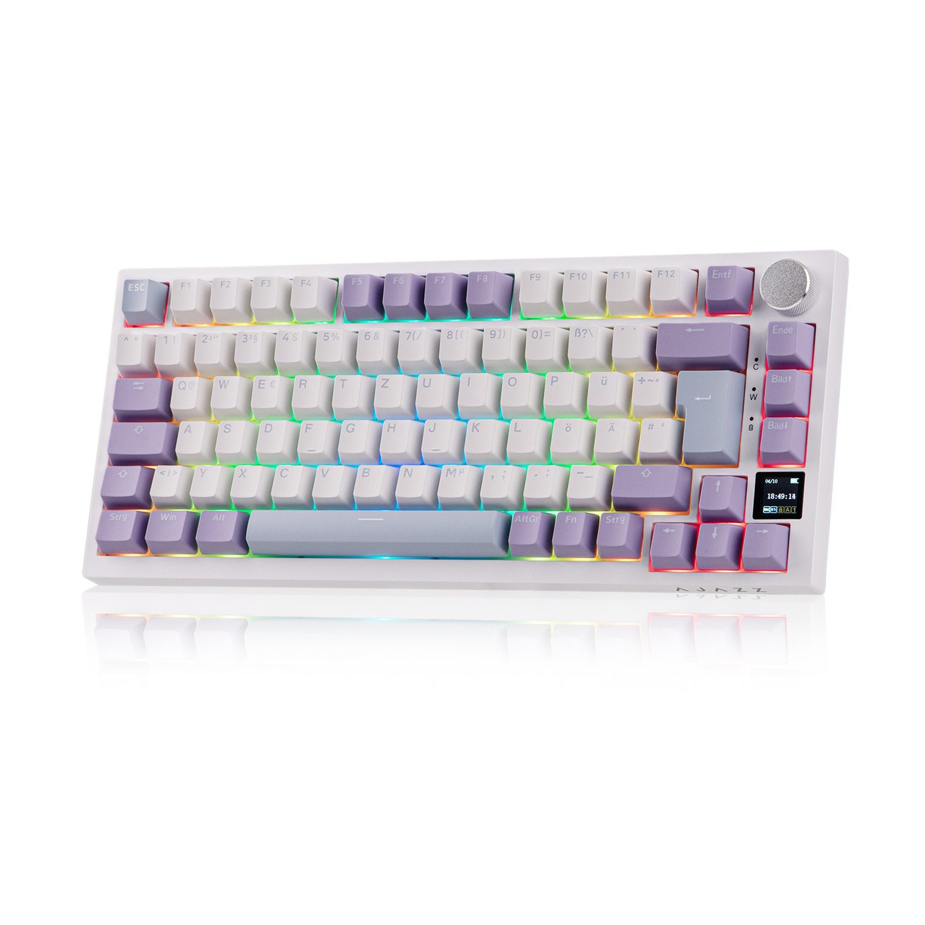 AJAZZ AK820 Pro ISO-DE Mechanische, RGB-Gaming(75) Tastatur (QWERTZ-DE-Layout, BT/2,4 GHz/Kabel, TFT-Display, Creamy Gasket)