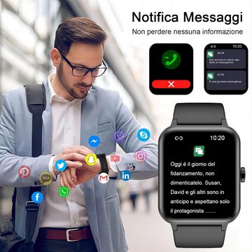 IOWODO Damen's und Herren's Fitness Tracker Telefonfunktion Smartwatch (1,83 Zoll, Android/iOS), mit Schrittzähler Sportuhr Herzfrequenz Blutsauerstoff Schlafmonitor