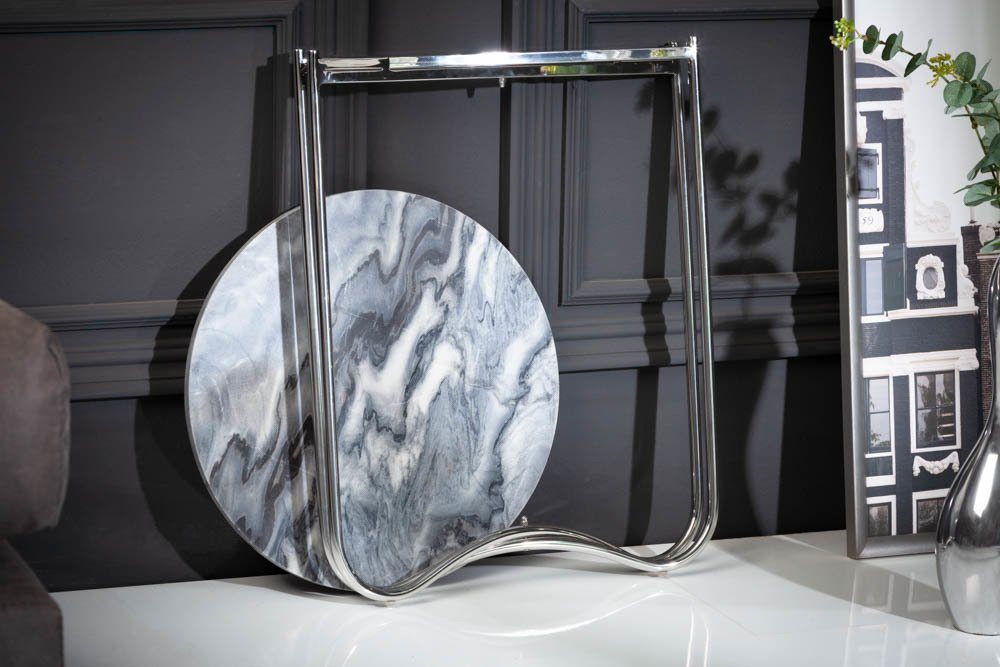 LebensWohnArt Beistelltisch Moderner Beistelltisch MAMO Marmor-Platte ca.D43cm abnehmbare