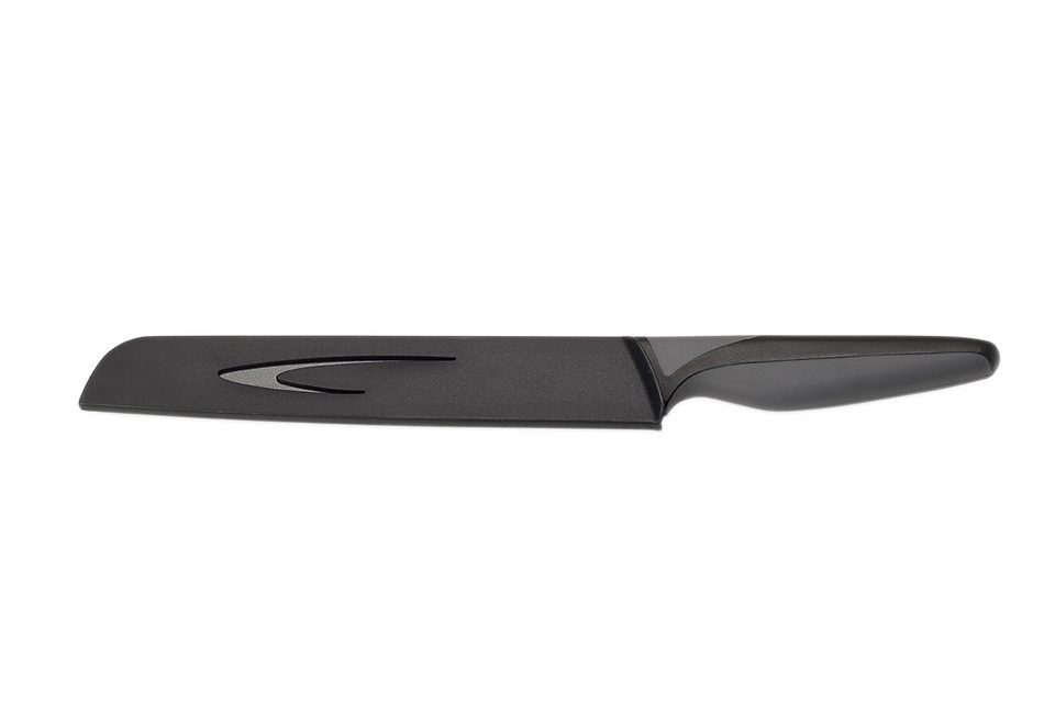 ECHTWERK Brotmesser BlackSteel, Küchenmesser, Edelstahl, hohe Schneidfestigkeit, Klingenlänge 20 cm