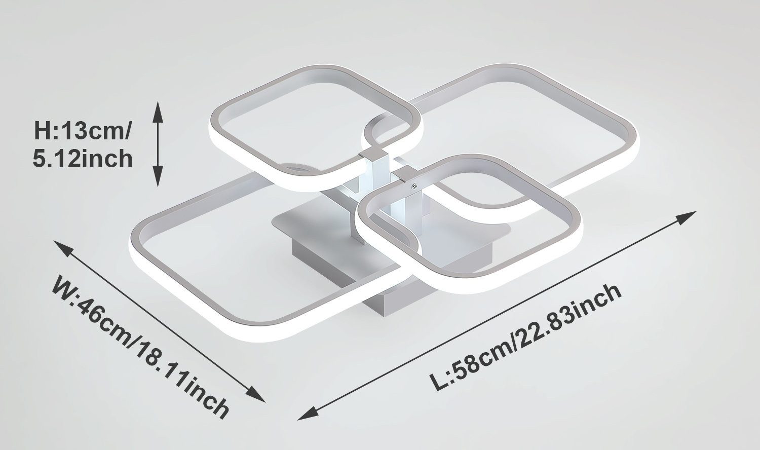 Goeco Deckenleuchte Eckig, LED Aluminiumleuchte, weiß günstig online kaufen