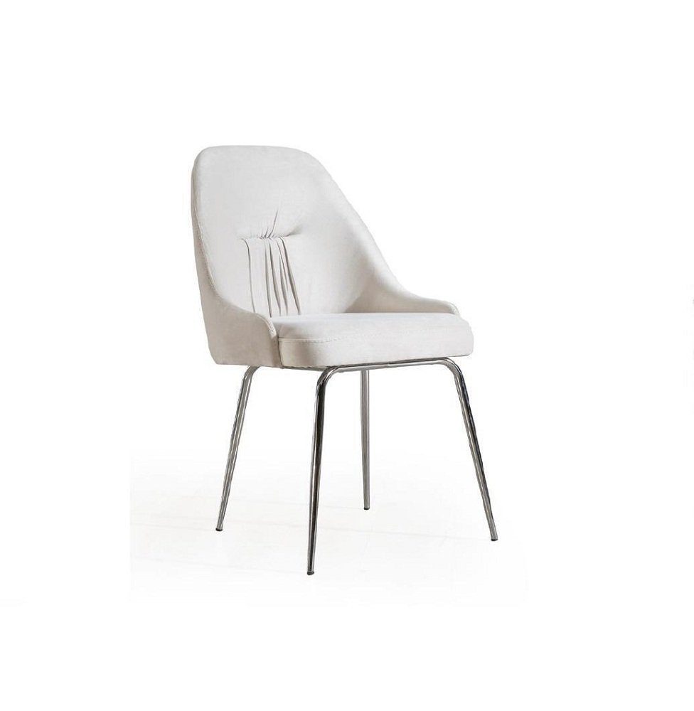 JVmoebel Esszimmerstuhl Moderner Weißer Esszimmer Stuhl Einsitzer Textil Sitzer Designer Möbel (1 St), Made in Europa