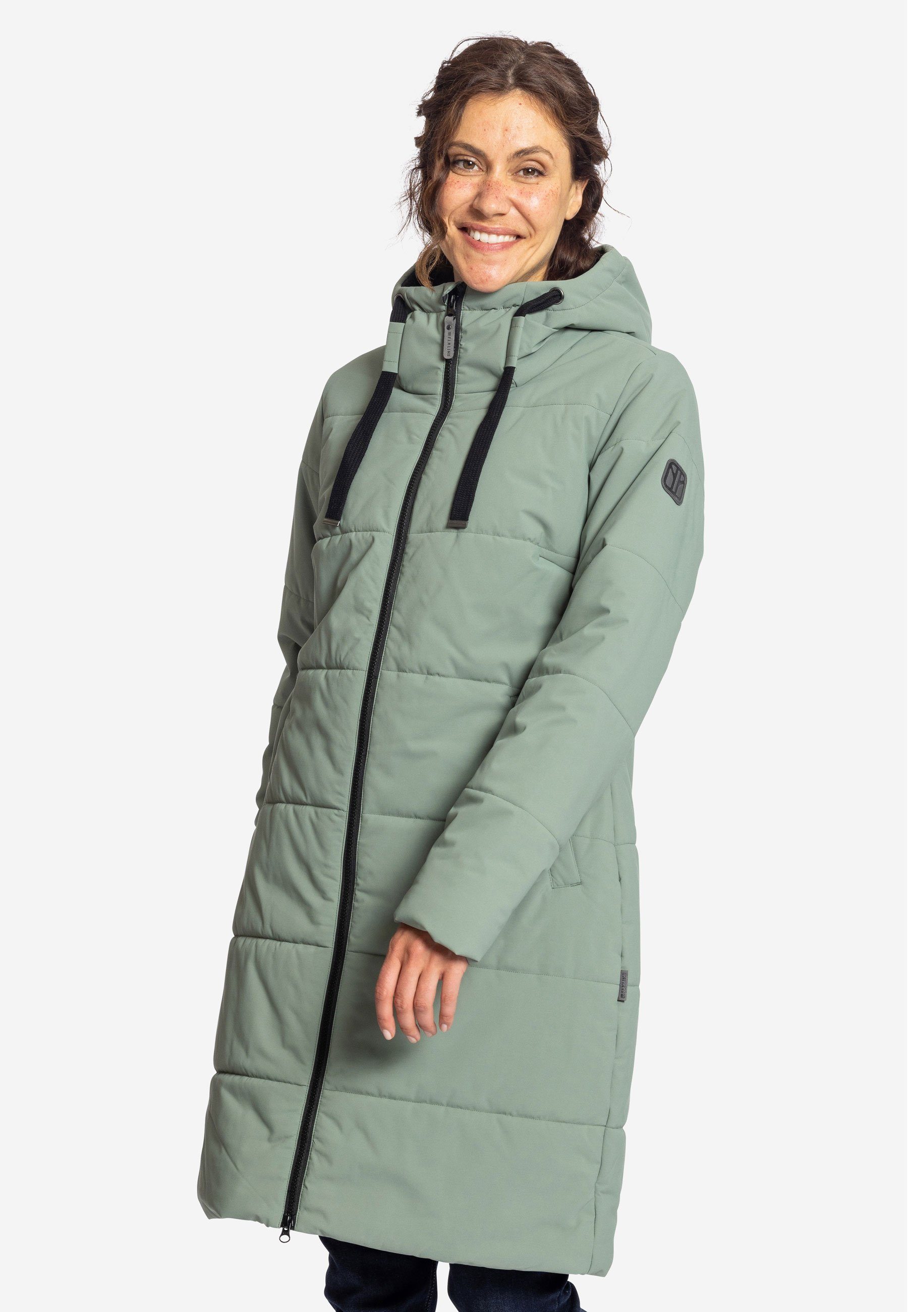 2-Wege-Reißverschluss Comfort leichter Mantel, langer olive Elkline soft Winterjacke
