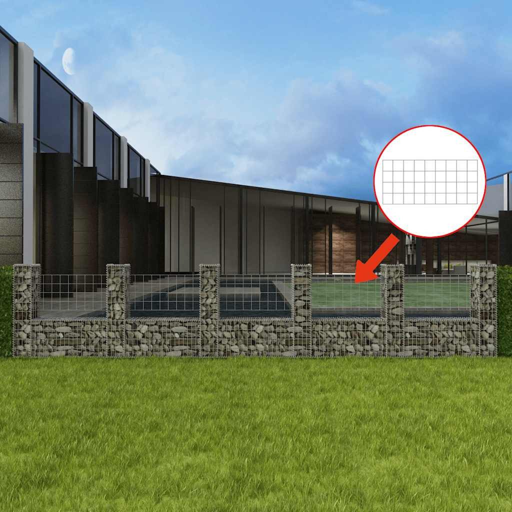 vidaXL Gartenzaun Gabionenkorb U-Form Stahl 570×20×100 cm, (1-St)