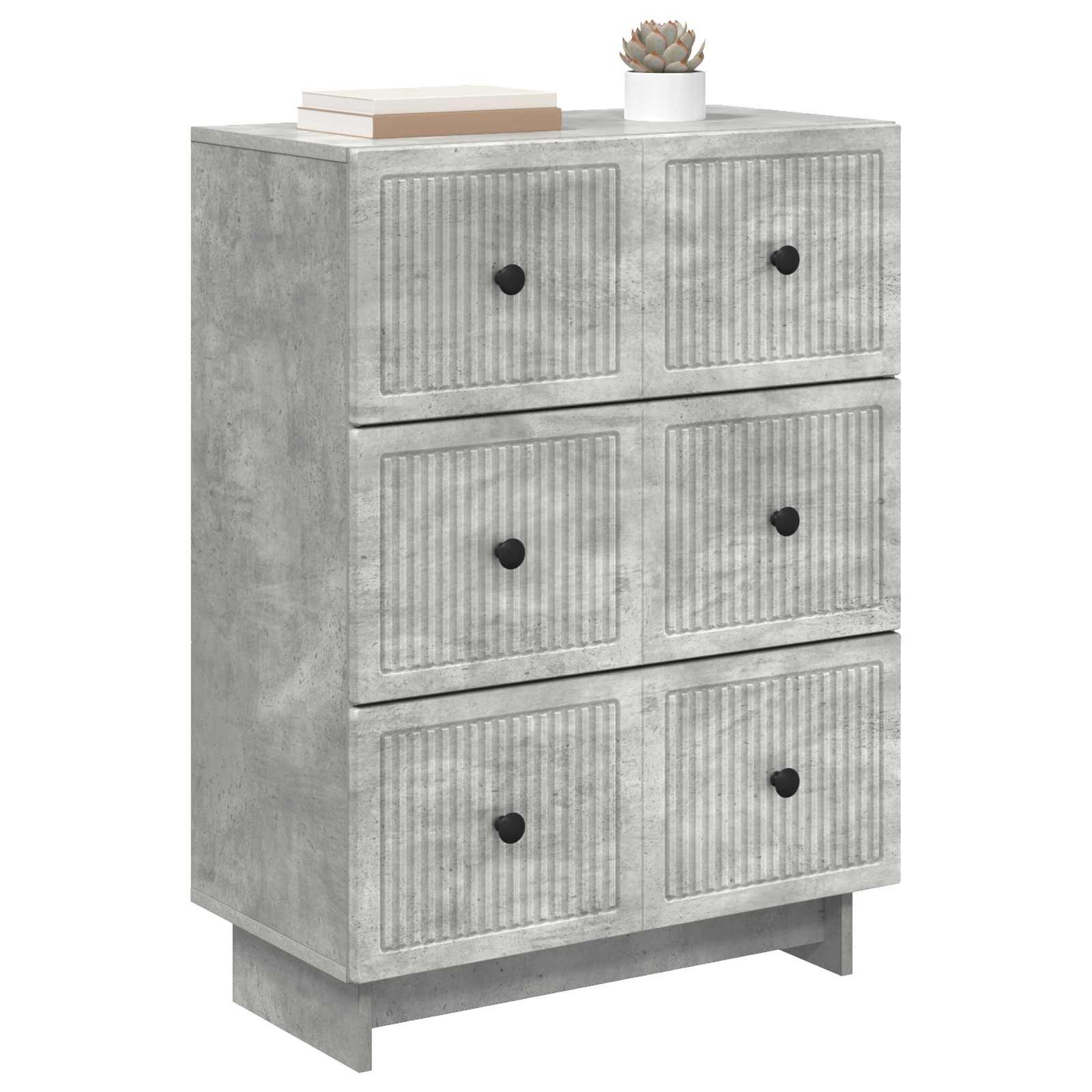 vidaXL Kommode 66 x 34,5 x 90 cm Kommode Schubladenschrank Sideboard Betongrau 66x34