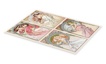 Posterlounge Poster Alfons Mucha, Die Vier Künste, Collage, Wohnzimmer Vintage Malerei