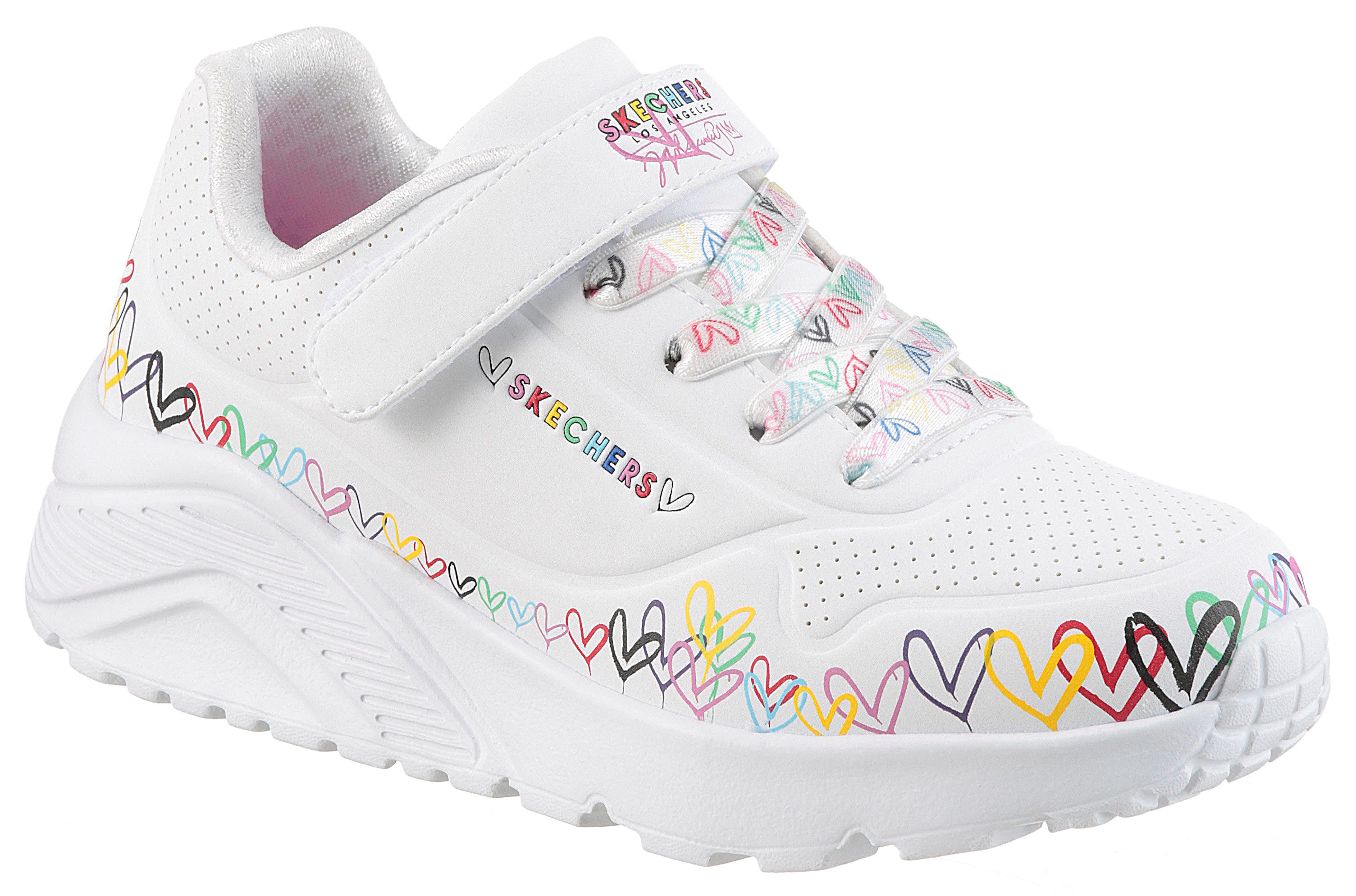 Skechers UNO LITE Sneaker Klettschuh mit bunten Herzen, Größenschablone zum Download