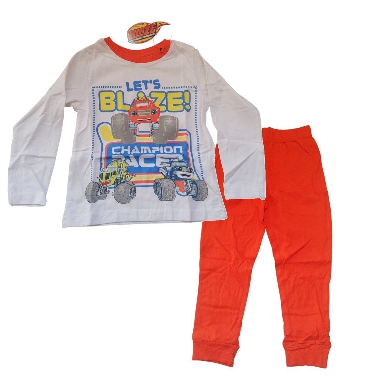 Blaze Pyjama Langer Pyjama "Champion Racer", BLAZE, Grau-Blau oder Weiß-Orange, (Set, 2 tlg., Set bestehend aus Oberteil und Hose)