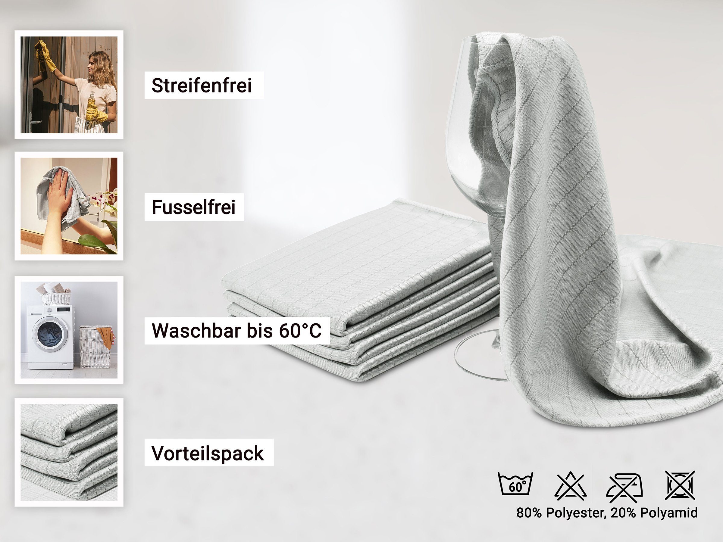 ZOLLNER Geschirrtuch, (Spar-Set, 5-tlg), fusselfrei, streifenfrei, günstig online kaufen