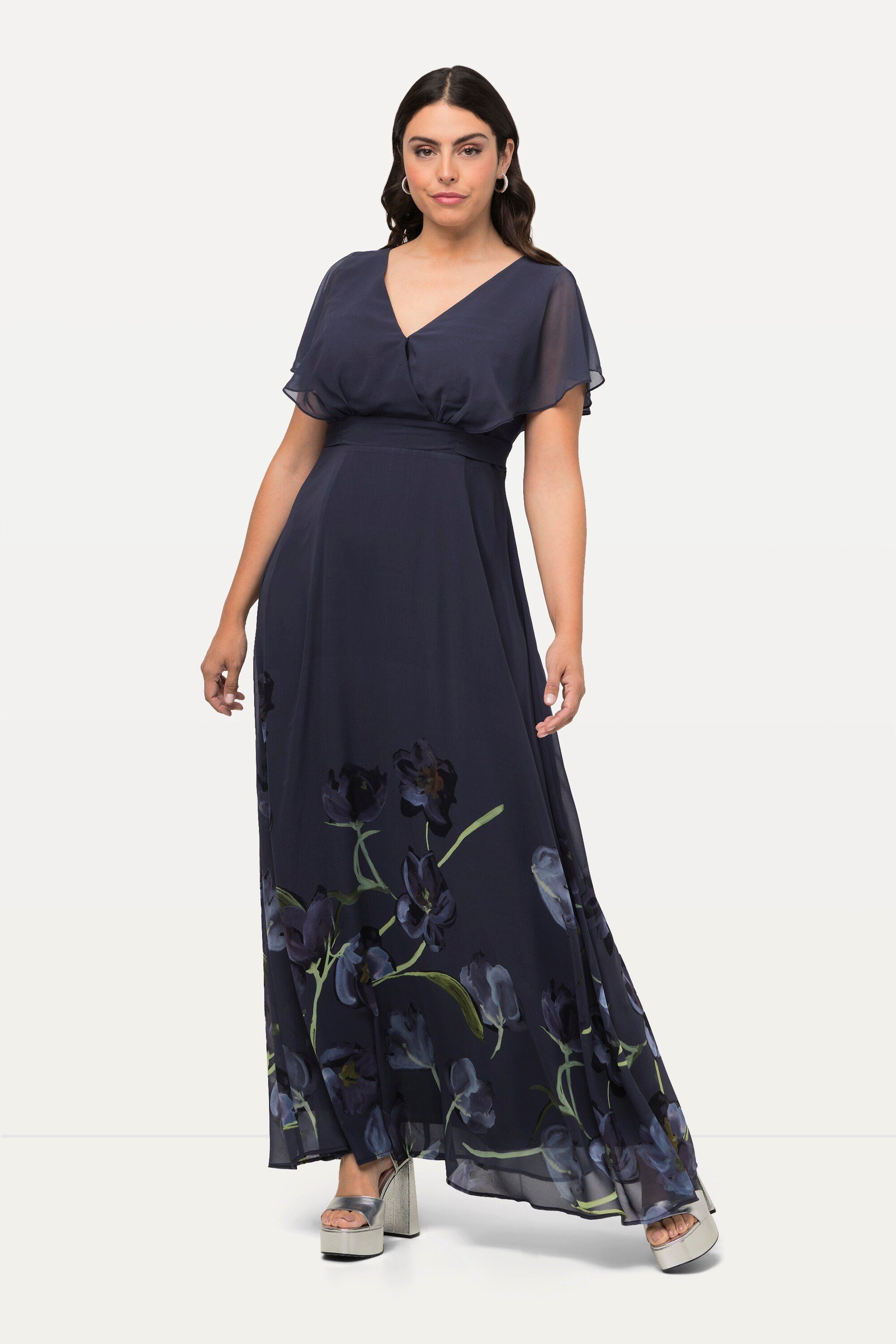 Ulla Popken Partykleid Abendkleid Blüten A-Linie günstig online kaufen