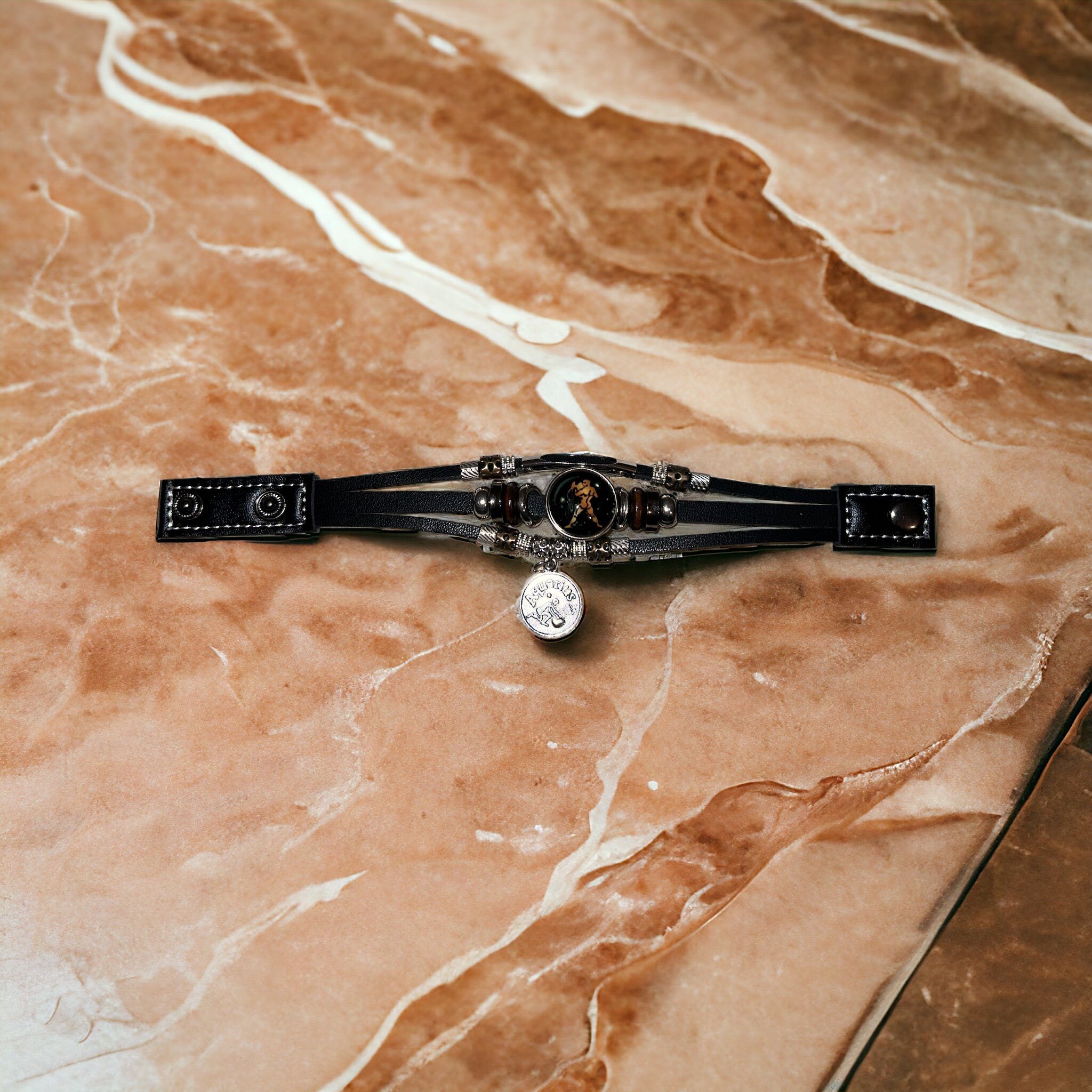 Stelby Armband mit Gravur Armband Sternzeichen Wassermann mit 3D Gravur im Gla (Weihnachtsgeschenk, Geburtstagsgeschenk, Valentinstaggeschenk, modern, minimalistisch), langlebig, pflegeleicht, unisex