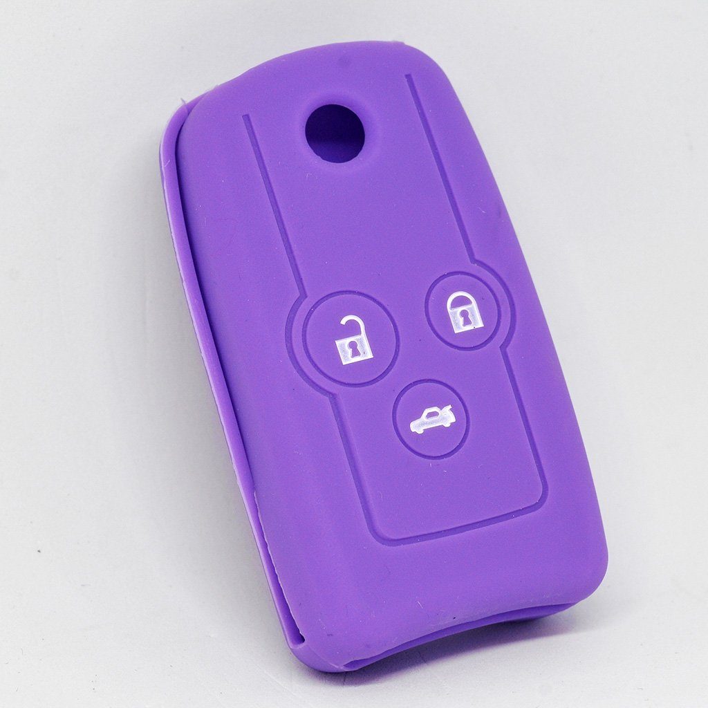 mt-key Schlüsseltasche Autoschlüssel Softcase Schutzhülle 3 Lila, Accord Honda Civic für CR-V Silikon Tasten Jazz Klappschlüssel