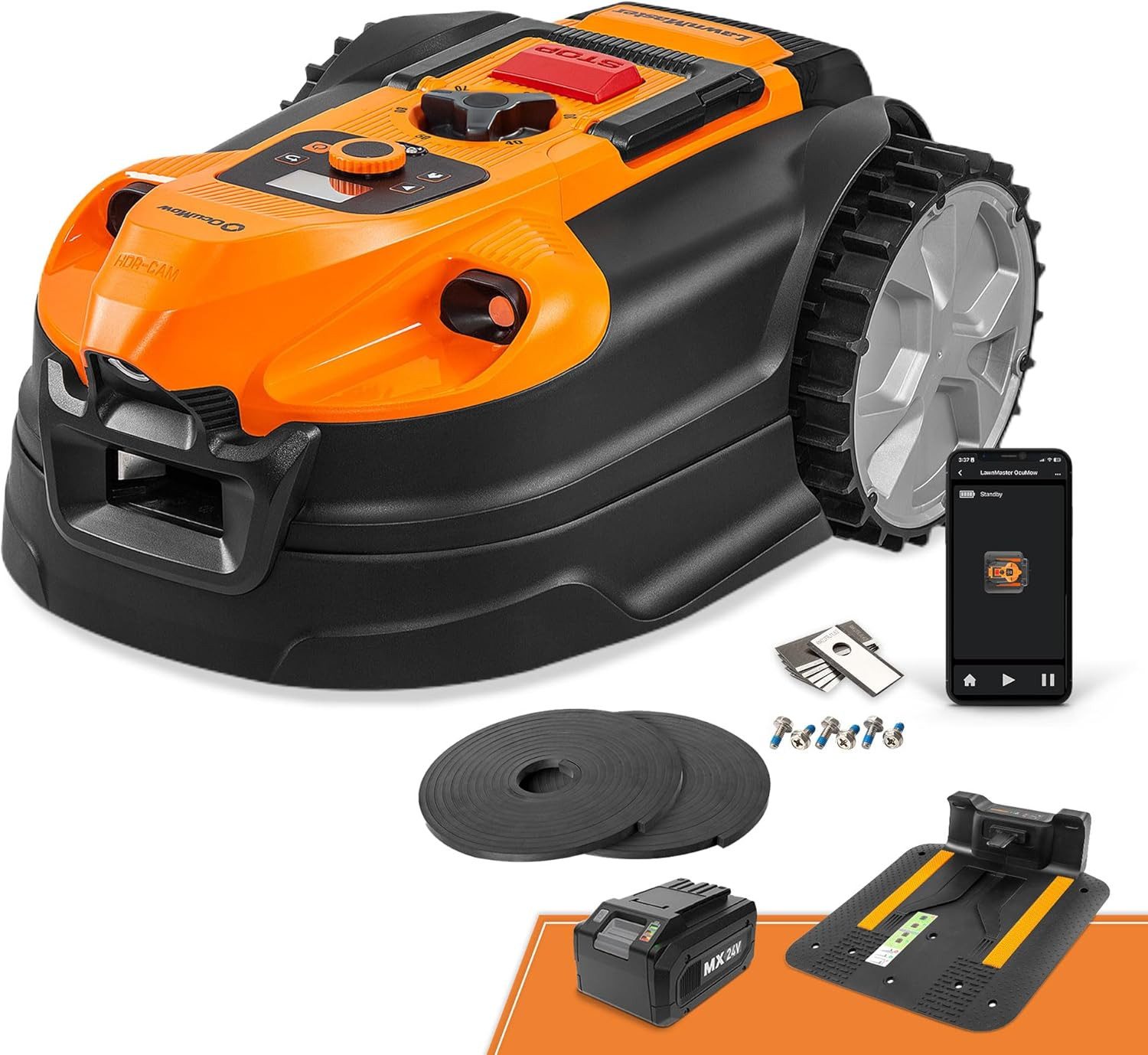 Lawnmaster Rasenmähroboter OcuMow®18 mähroboter ohne begrenzungskabel für bis zu 800, bis 800 m² Rasenfläche, (1-St., Verbotene-Zone-Funktion, WiFi & Bluetooth APP), 4ah Batterie Optische Navigation, Hindernisvermeidung