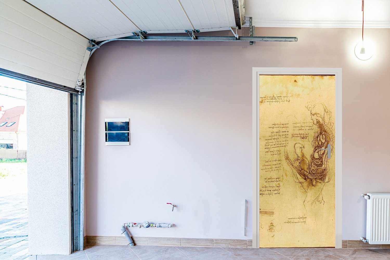 Die 75x205 Leonardo Fortpflanzung Vinci, menschliche Fototapete - bedruckt, für St), (1 Tür, Matt, Türaufkleber, da Türtapete cm MuchoWow