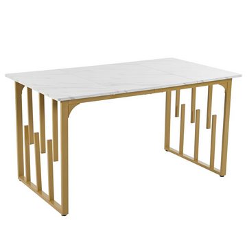 SIAKI Collection Esstisch (Die Tischbeine sind mit einem einzigartigen geometrischen Kurvendesign gestaltet, das ein elegantes und künstlerisches Gefühl vermittelt, 1-St., Rechteckiger Esstisch mit modernem Marmormuster), Einzigartiger rechteckiger Esstisch mit Metallgestell