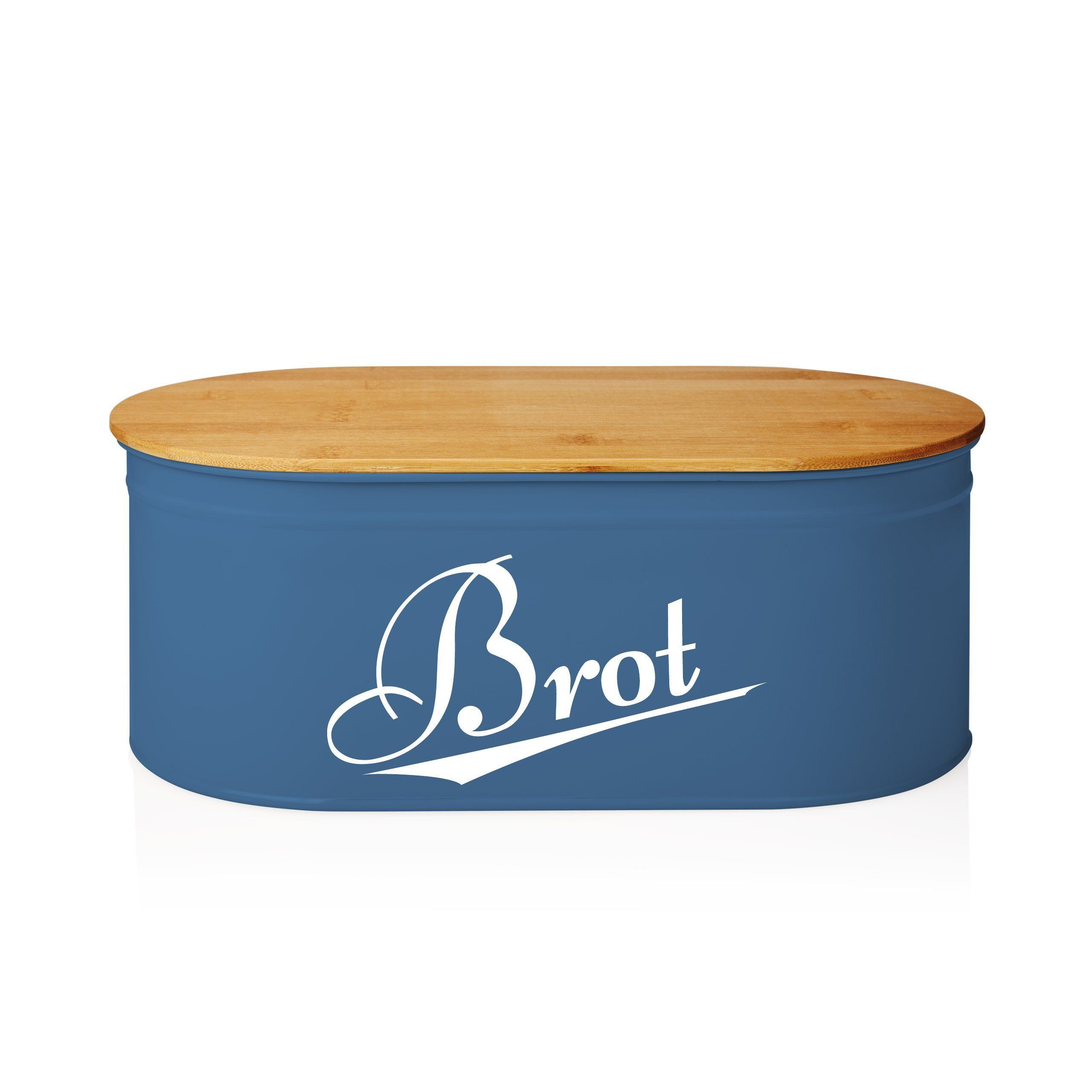 Lumaland Brotkasten Cuisine Brotkasten, Edelstahl, (1-tlg), Brotdose  Brotbox Metall Bambus Deckel oval 36x20x13,8 Braun