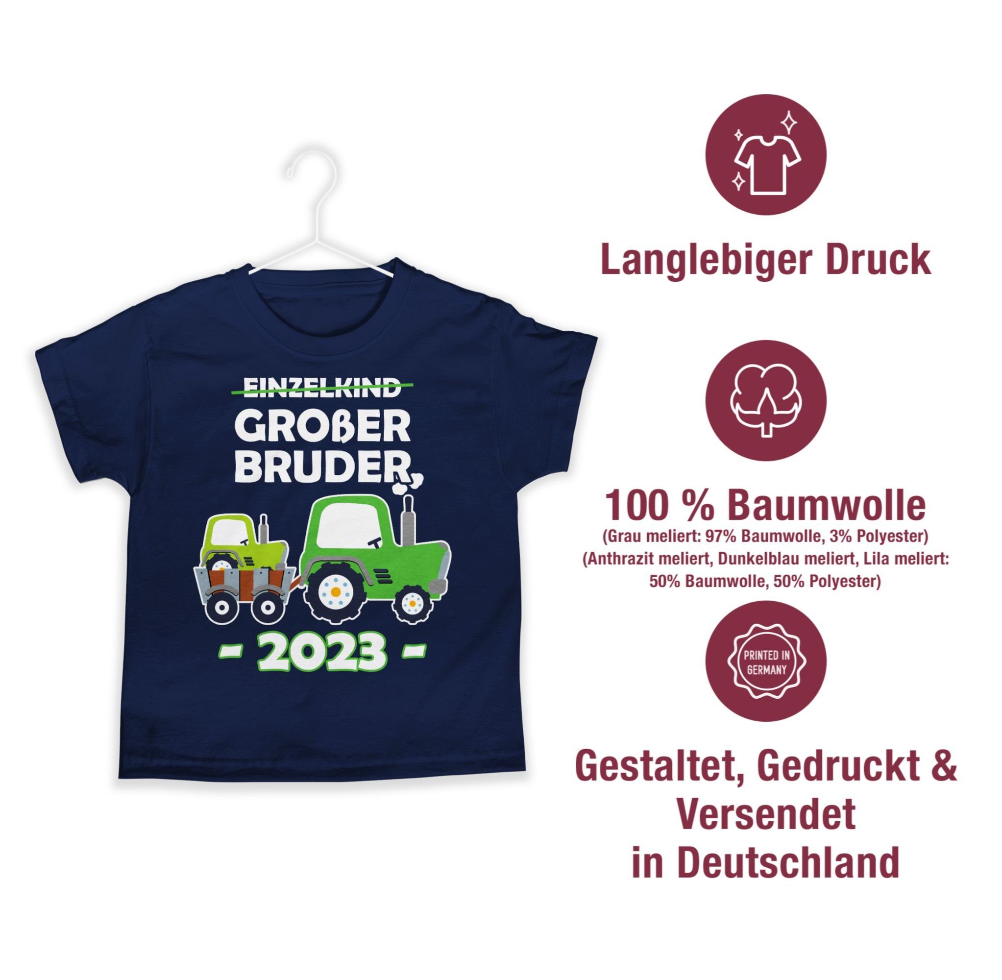 Großer 01 Bruder Bruder Großer Shirtracer T-Shirt Einzelkind Dunkelblau 2023 Traktor