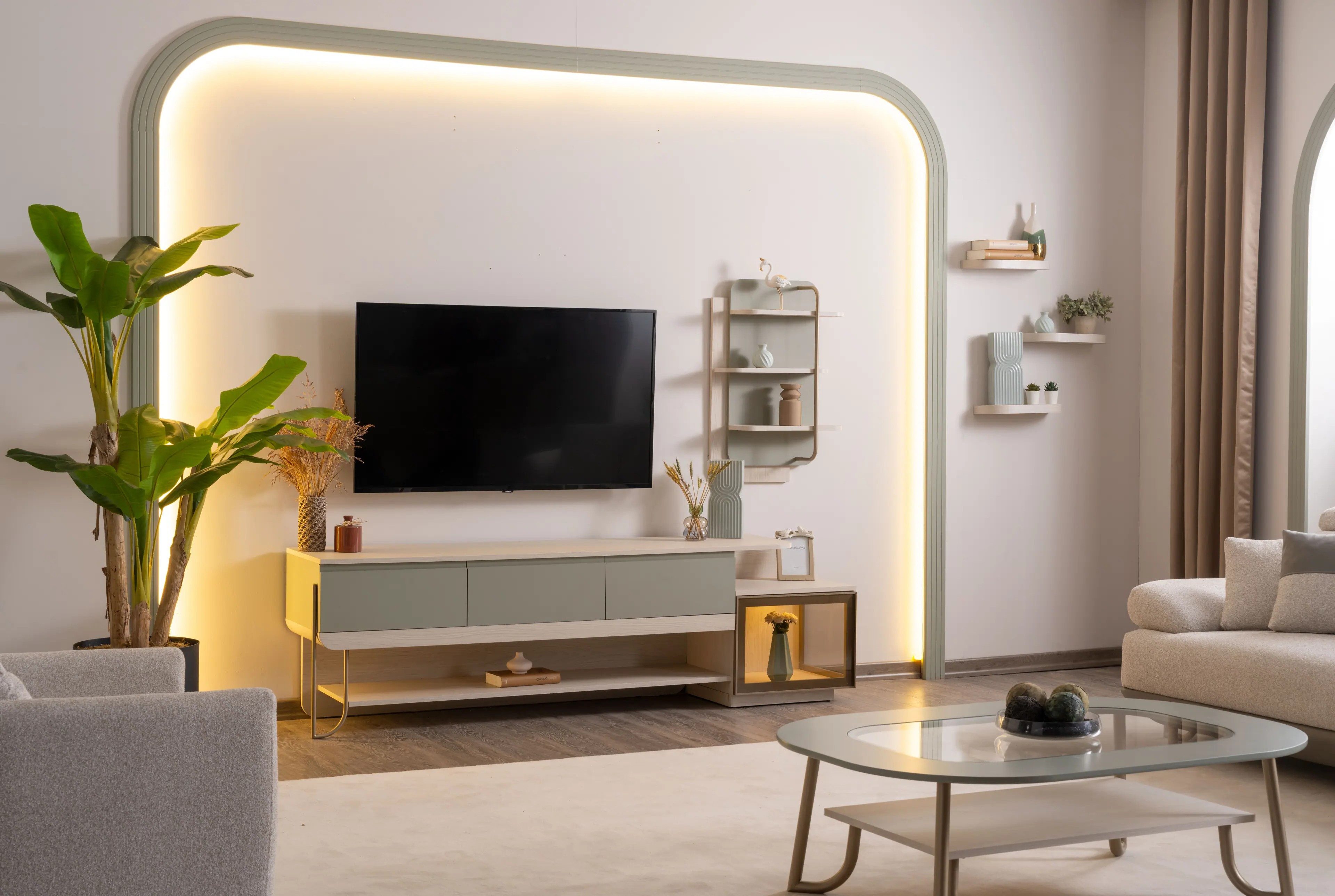 Xlmoebel Bücherwand Elegantes Wandregal aus Holz für ein stilvolles Wohnzimmer, Wandregal, Made in Europa