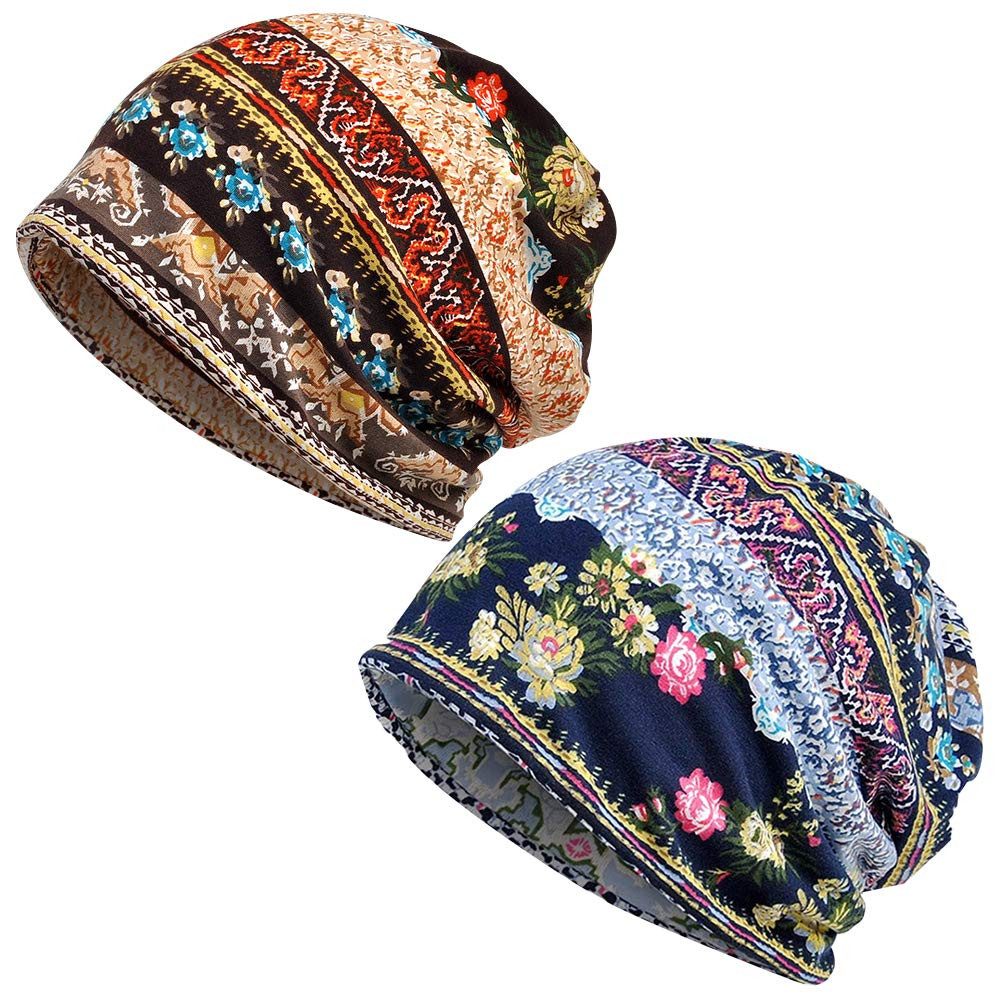 Agger Turbanmütze 2 Stücke Slouchy Beanie Hip-Hop Weiche Leichte Laufende Beanie Mütze (2-St) Elastisch Longbeanie Alle Jahreszeiten​, ideal als Laufmütze