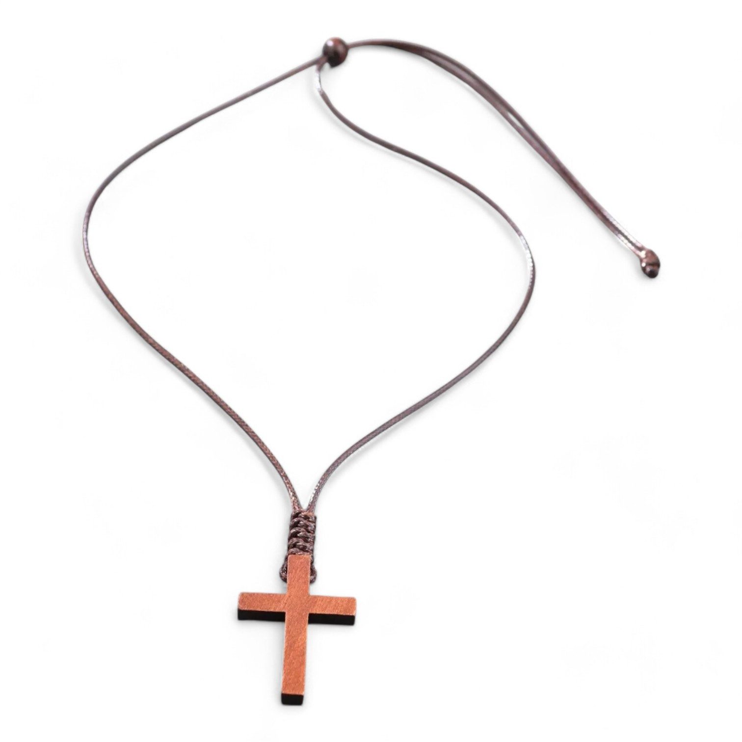 Eyecatcher Edelstahlkette Halskette Halsband hölzernes Kreuz einstellbar Gl günstig online kaufen