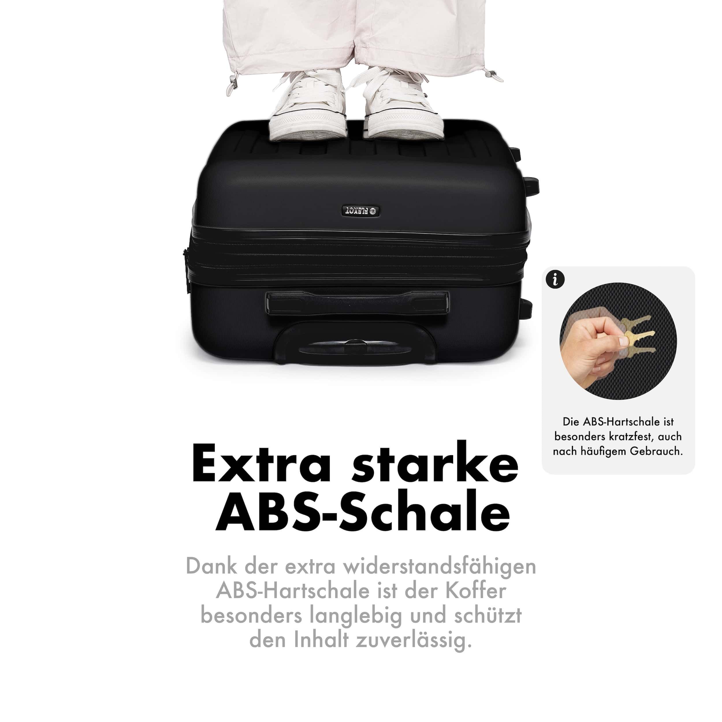 Flexot Hartschalen-Trolley F-3045 (Gr. M, L, XL) – Kofferset – ABS-Hartschale, 4 Rollen, Robuster und moderner Koffer mit vier 360° Rollen und Zahlenschloss – Bild 4 von 5