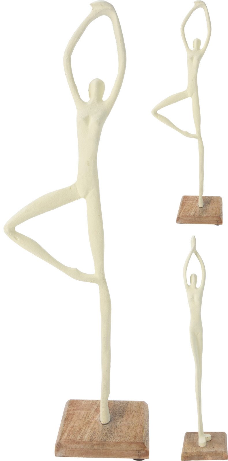 Koopman Skulptur Pastellgelb (2 St), 2er Set, Dekofigur, Holzsockel, Ballerina