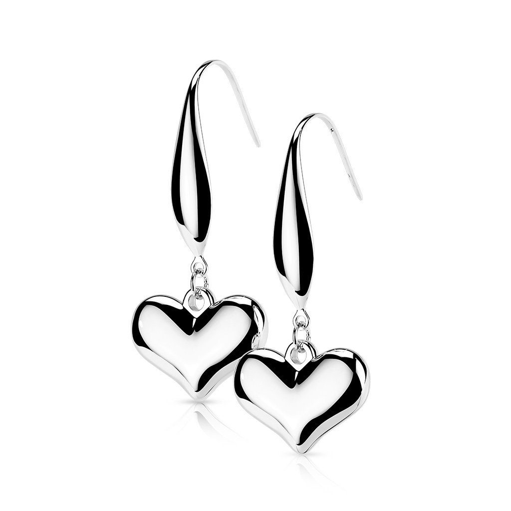 Ohrhänger mit Herz Ohrhänger-Set BUNGSA Stück), (1 2-tlg), aus Edelstahl Ohrringe Unisex Ohrschmuck Paar Silber (2