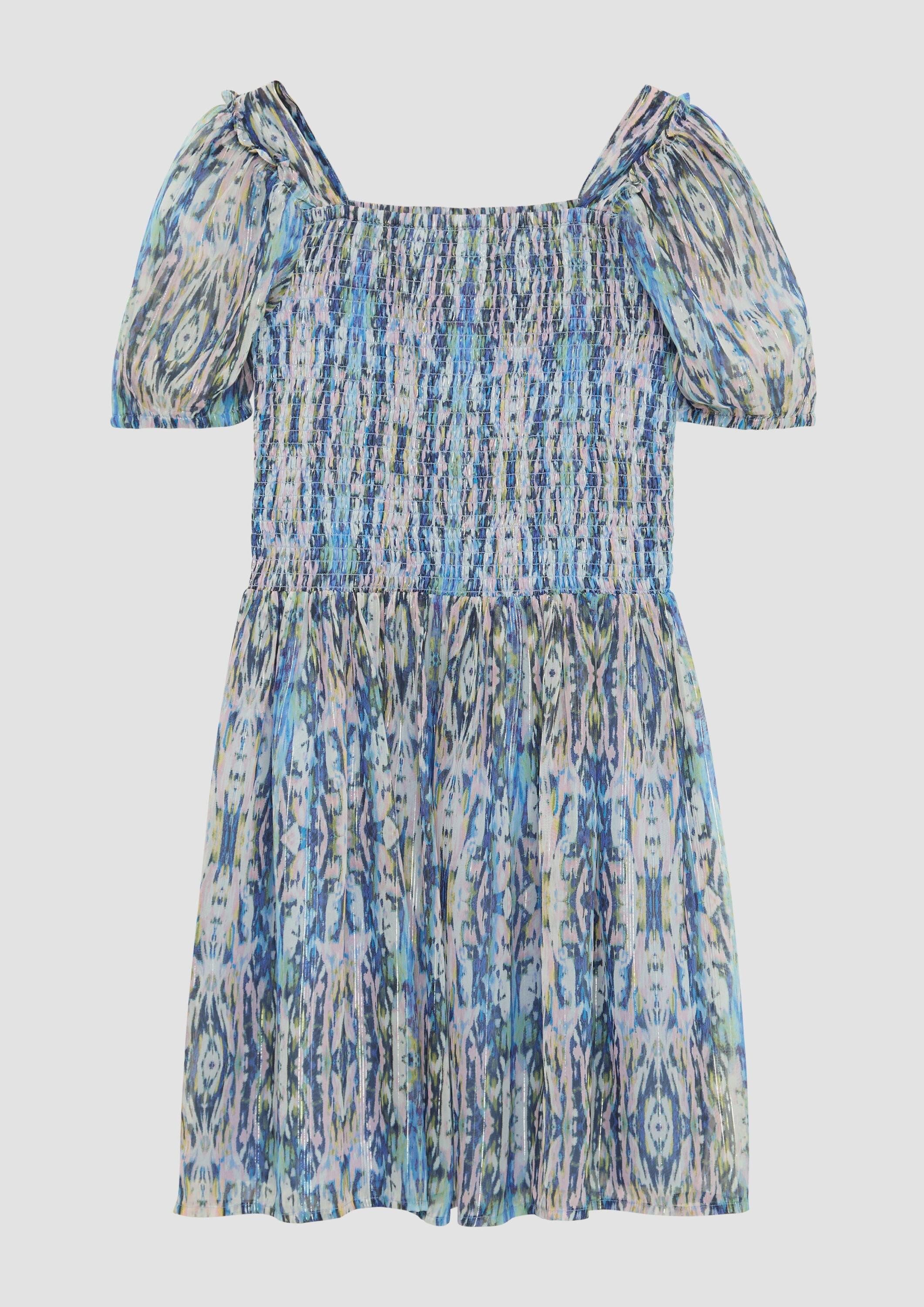 s.Oliver Minikleid Kleid Kurzes Kleid aus Chiffon mit Glitzergarn und Smok-Detail