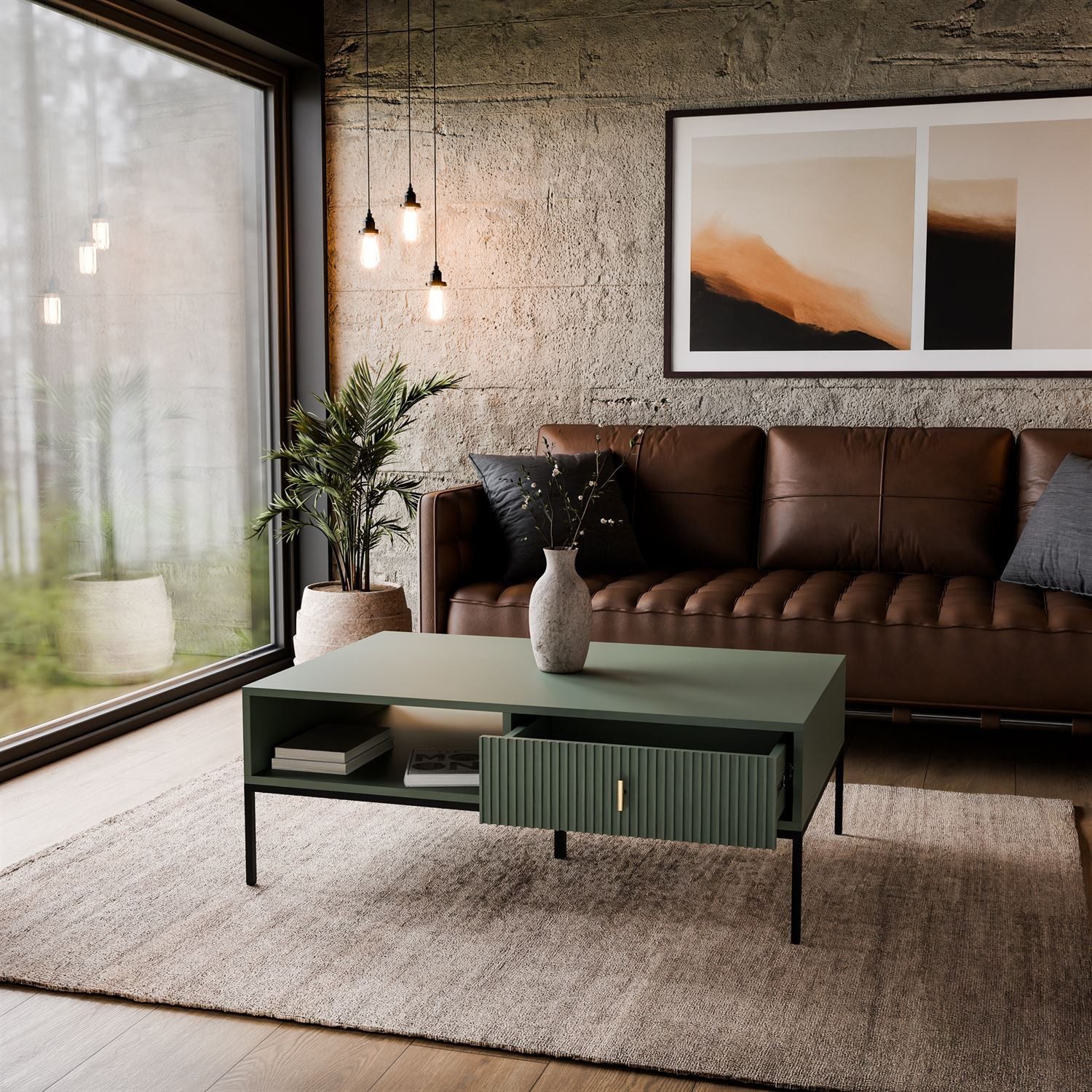 Lookway Couchtisch MIDNIGHT mit Schublade auf Gestell, Breite 104 cm